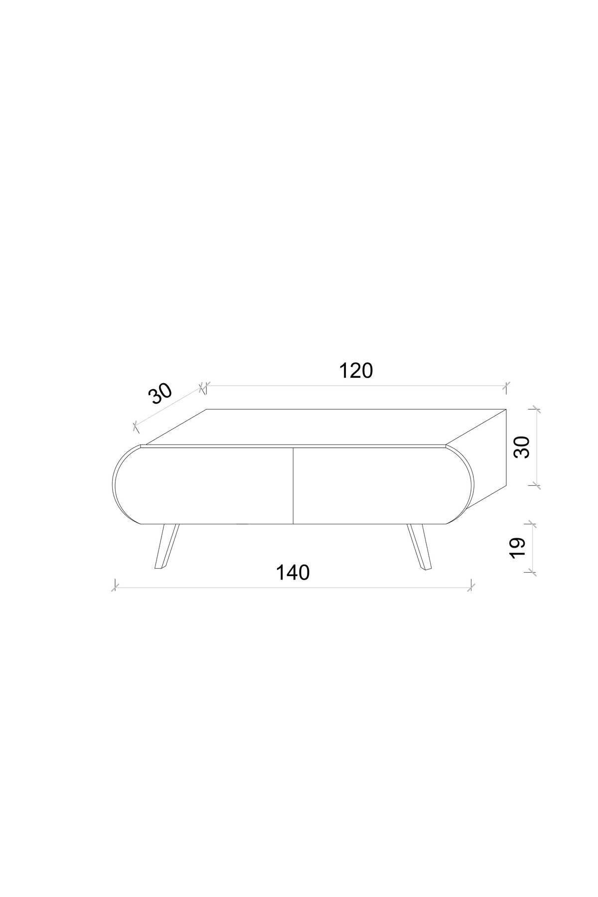 Regulus Siyah Mdf 2 Kapaklı Ahşap Ayaklı 140 Cm Modern Tv Ünitesi