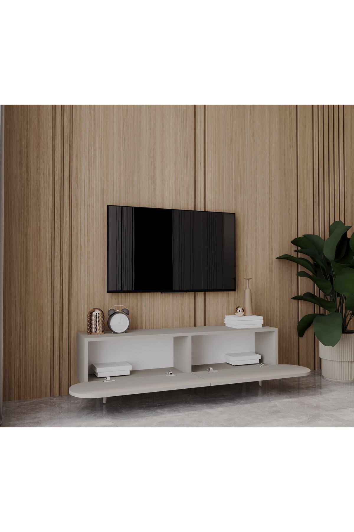 REGULUS MDF 2 KAPAKLI AHŞAP AYAKLI 140 Cm COUNTRY TV ÜNİTESİ
