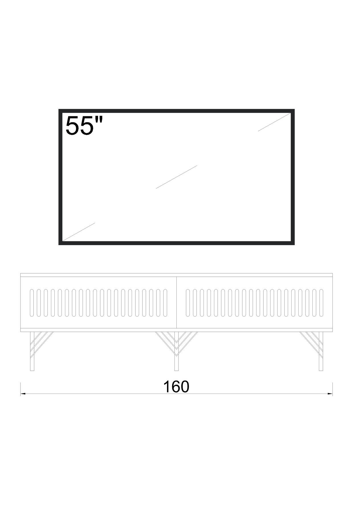 Andromeda SİLVER SERİSİ 160 cm 2 kapaklı MDF TV ÜNİTESİ 160 x 50 x 32 cm