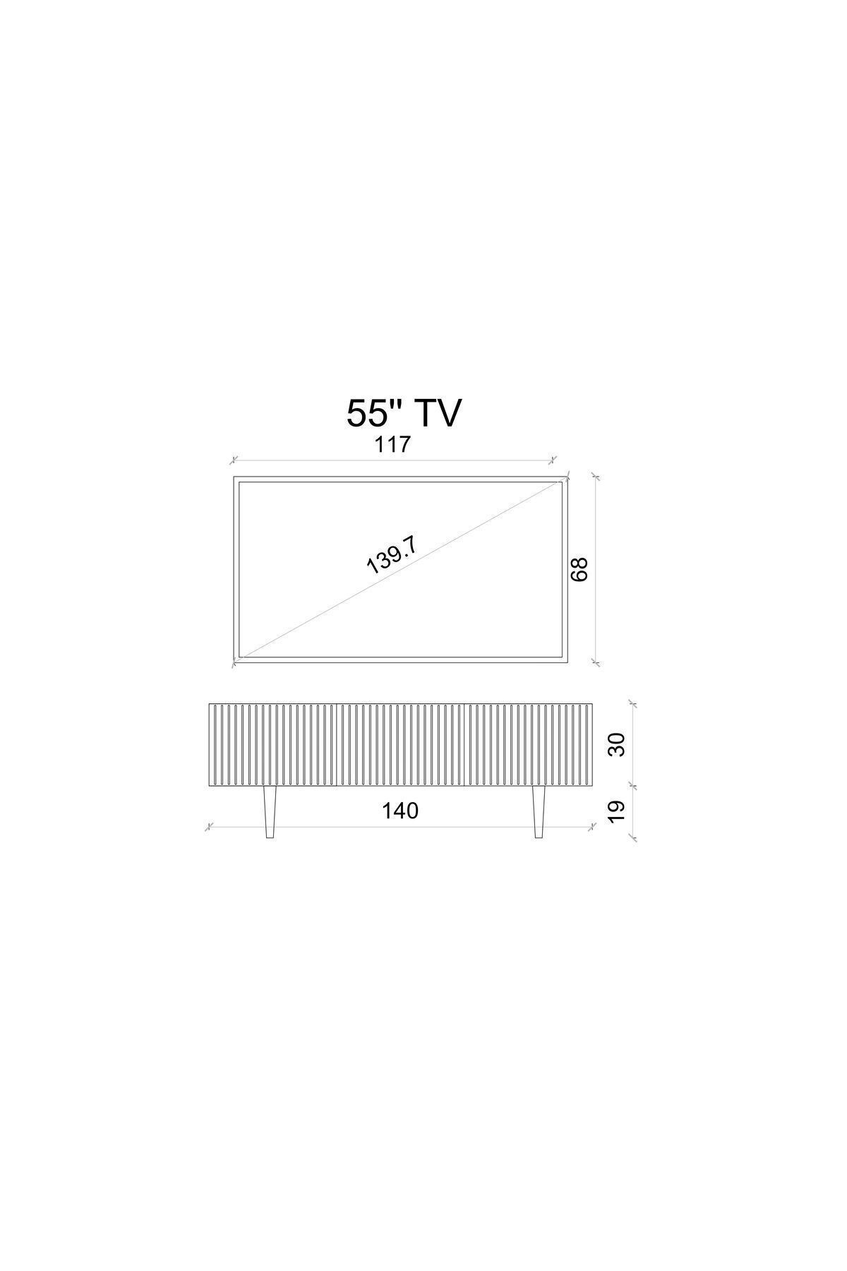 Capella Kumtaşı Rengi Mdf 3 Kapaklı Ahşap Ayaklı 140 Cm Tv Ünitesi