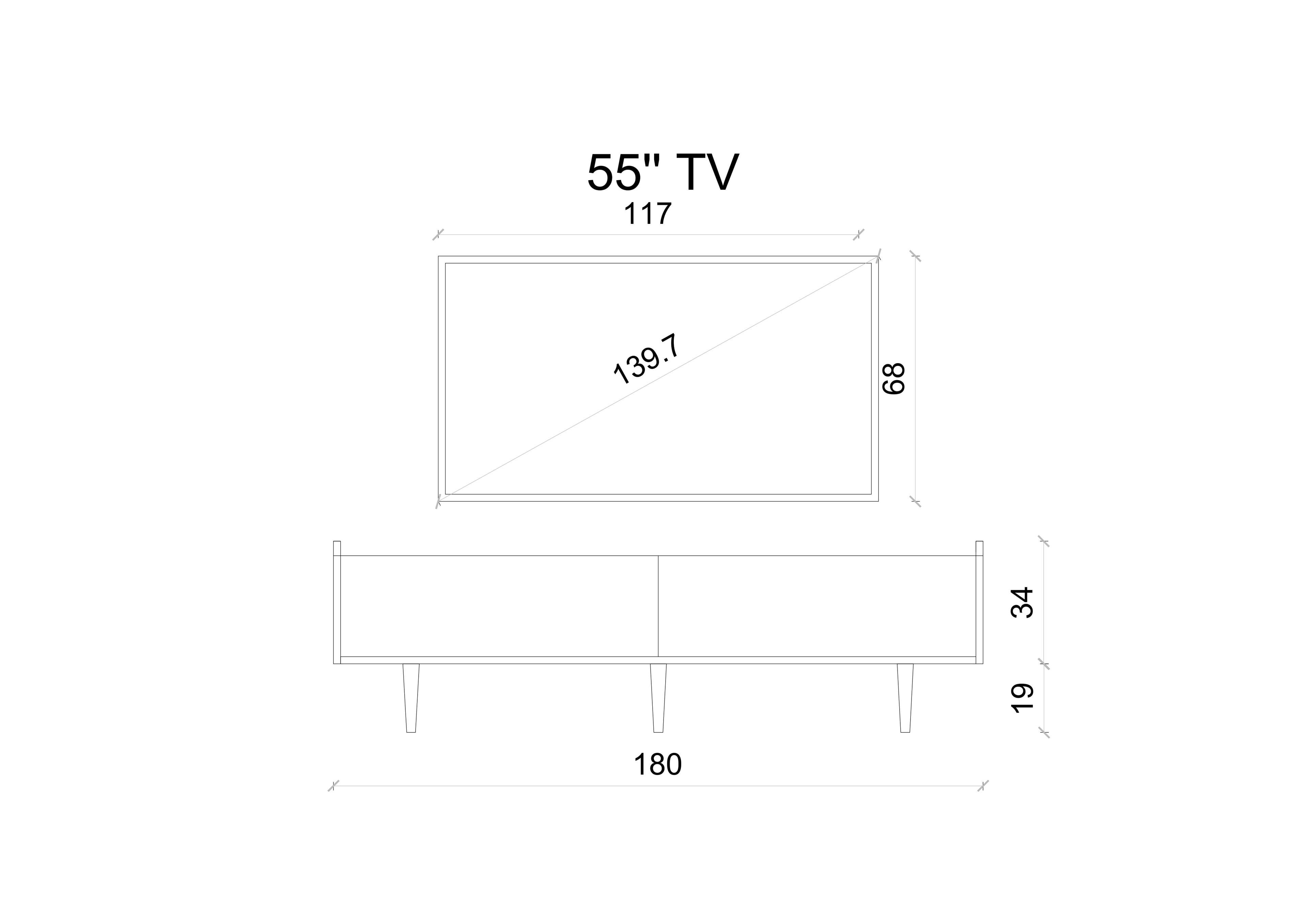 RİGEL MDF 2 KAPAKLI (DÜŞME KAPAK) AHŞAP AYAKLI COUNTRY 180 CM TV ÜNİTESİ
