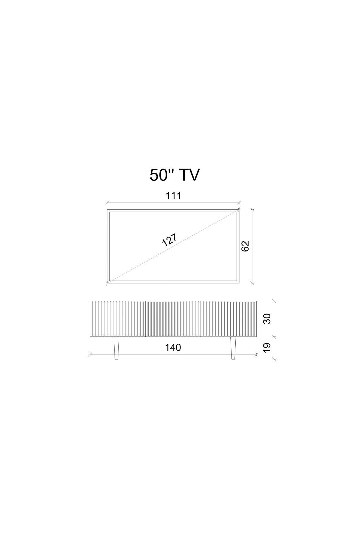 Capella Kumtaşı Rengi Mdf 3 Kapaklı Ahşap Ayaklı 140 Cm Tv Ünitesi