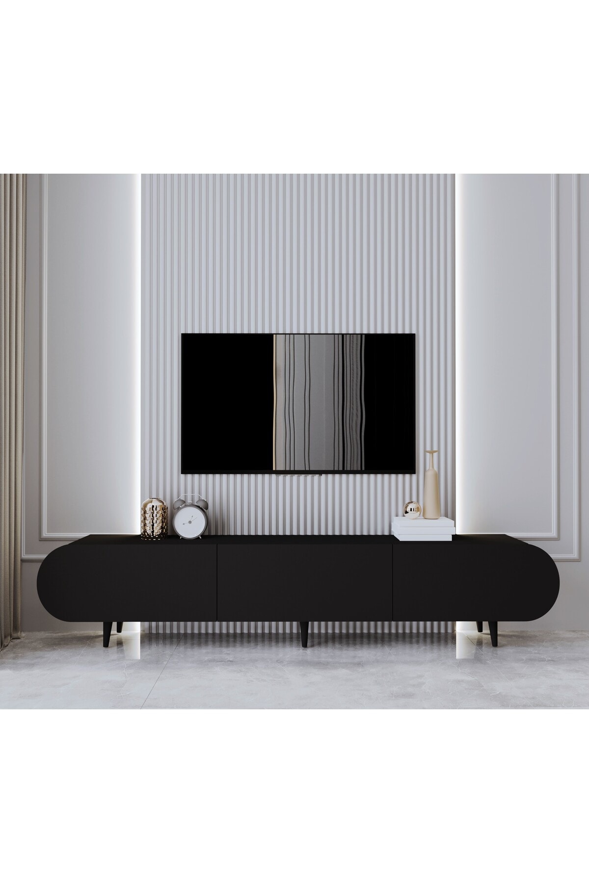 REGULUS MDF 3 KAPAKLI AHŞAP AYAKLI 200 Cm COUNTRY TV ÜNİTESİ
