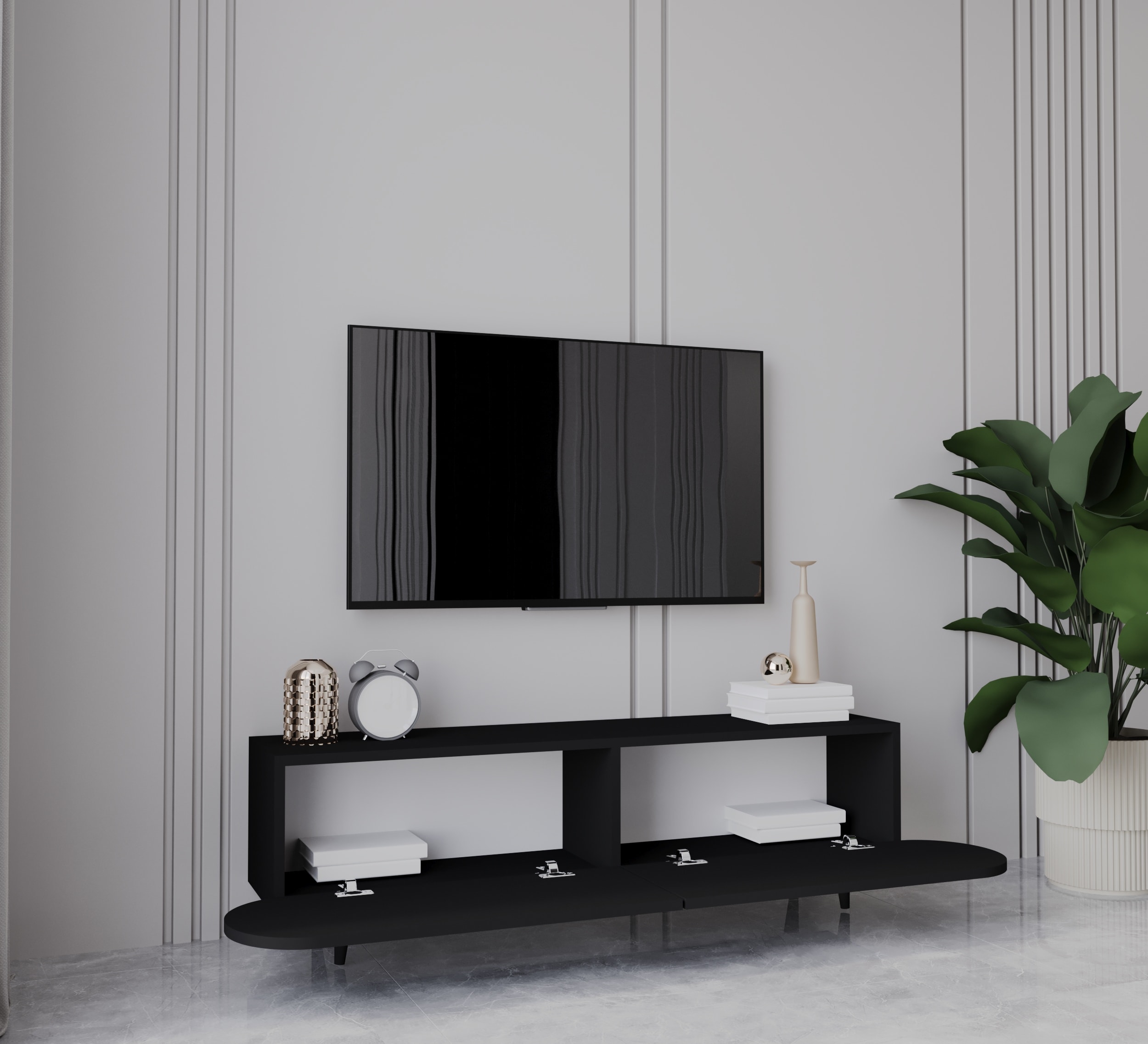 REGULUS MDF 2 KAPAKLI AHŞAP AYAKLI 140 Cm COUNTRY TV ÜNİTESİ
