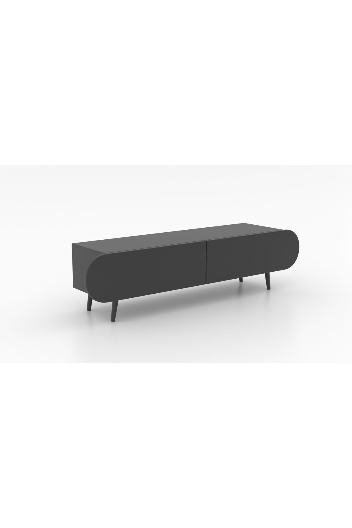 Regulus Siyah Mdf 2 Kapaklı Ahşap Ayaklı 140 Cm Modern Tv Ünitesi