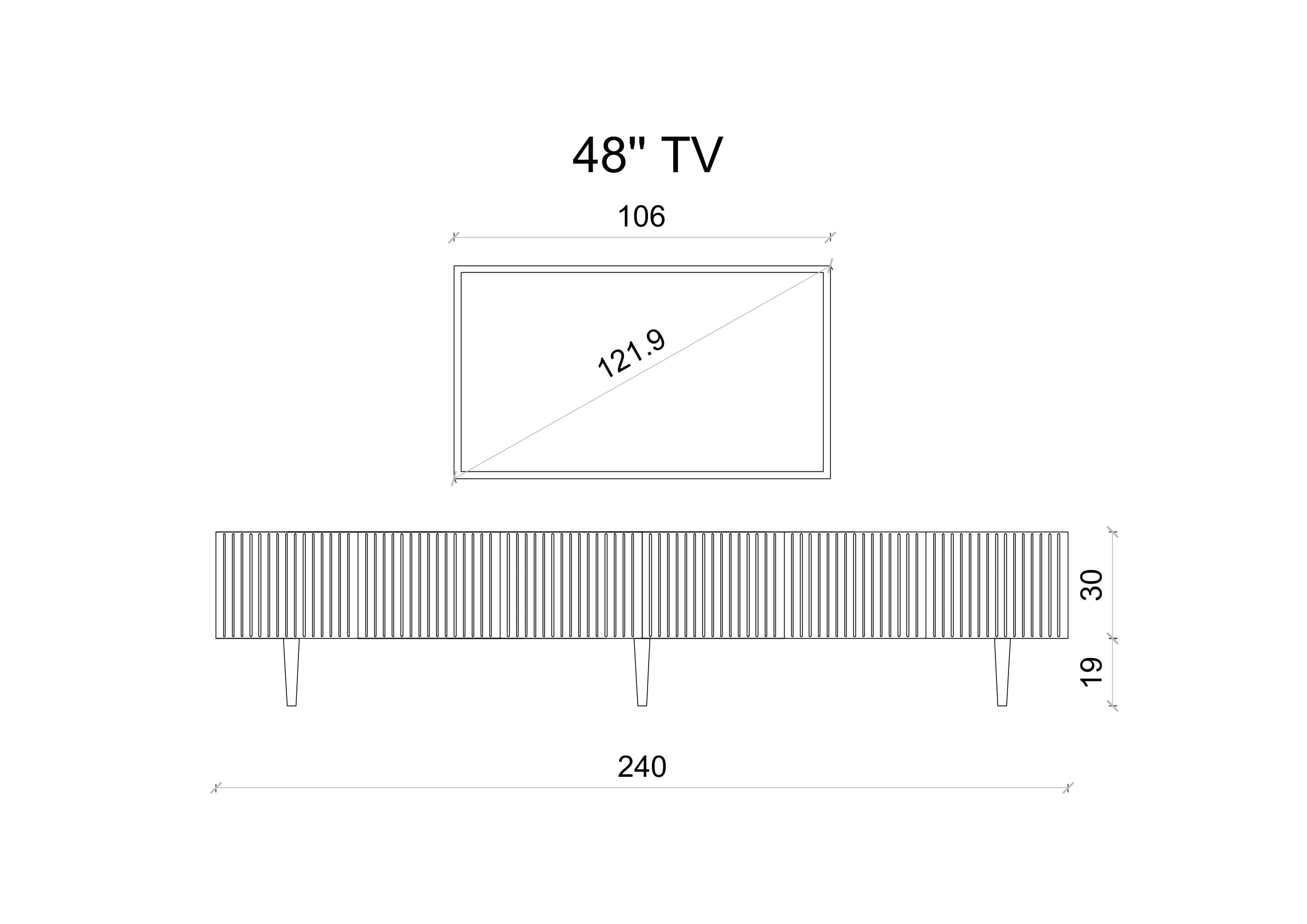 CAPELLA 240 Cm Tv Ünitesi Mdf 6 Kapaklı Ahşap Ayaklı (120 CM X 2 ADET) 