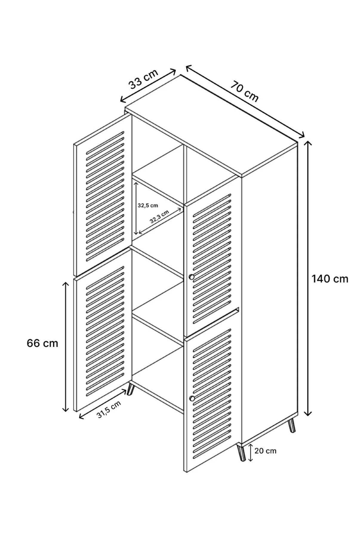 Deneb Mdf  4 Kapaklı (panjur Kapak) Ahşap Ayaklı Kiler Dolabı