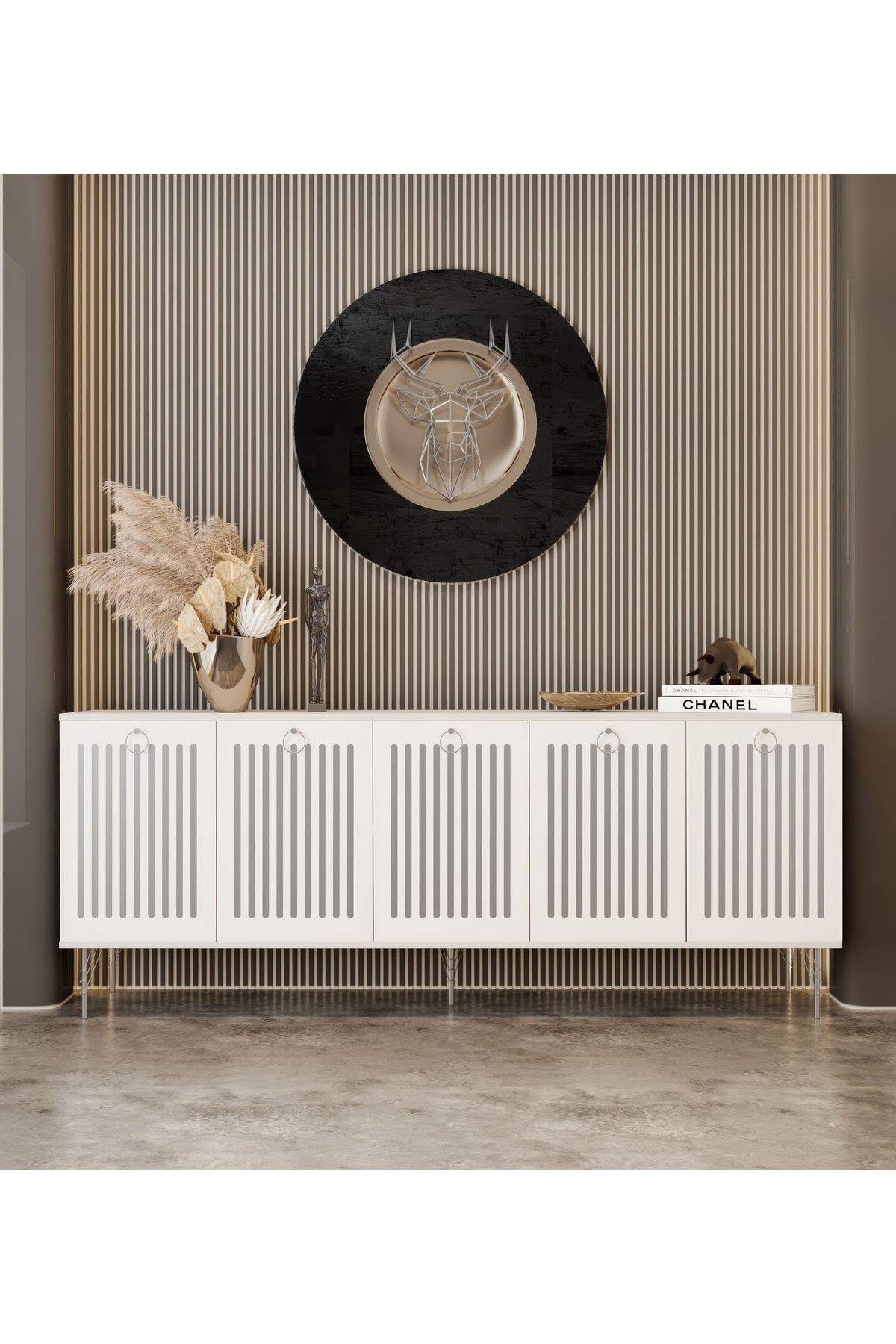 Andromeda SİLVER SERİSİ 200 cm 5 kapaklı MDF Konsol 200 x 80 x 40 cm