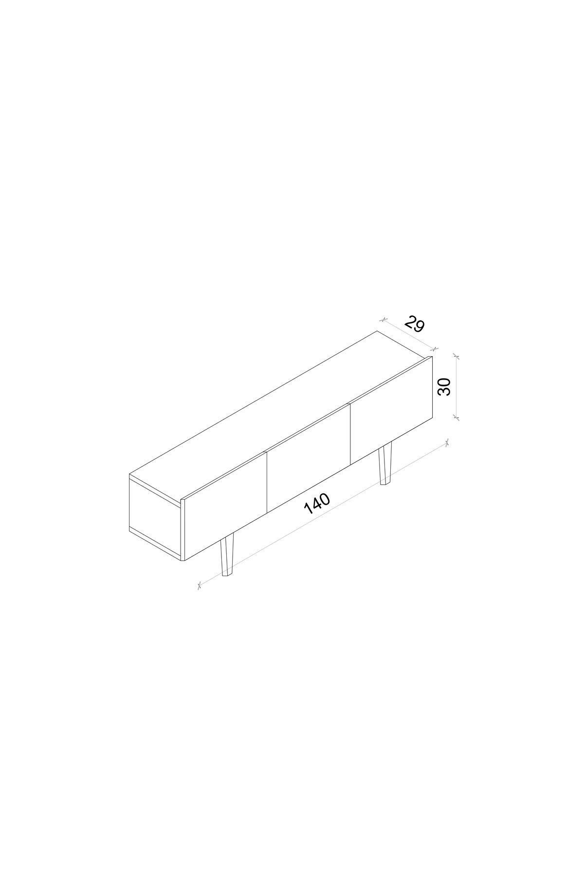Capella Gri Mdf Country 3 Kapaklı DUVARA MONTE 140 Cm Tv Ünitesi