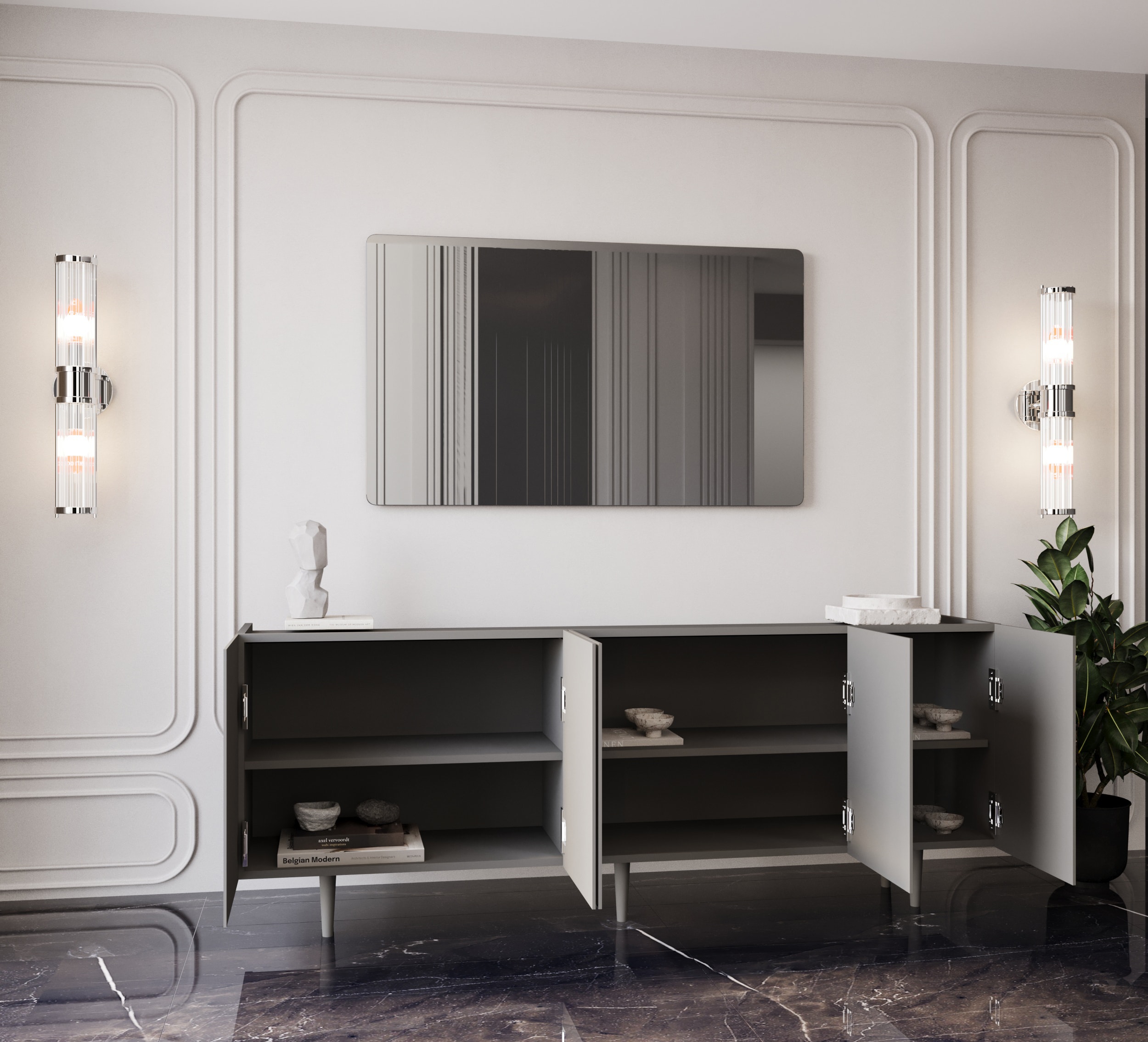Capella Mdf 5 Kapaklı Raflı 180 cm Konsol