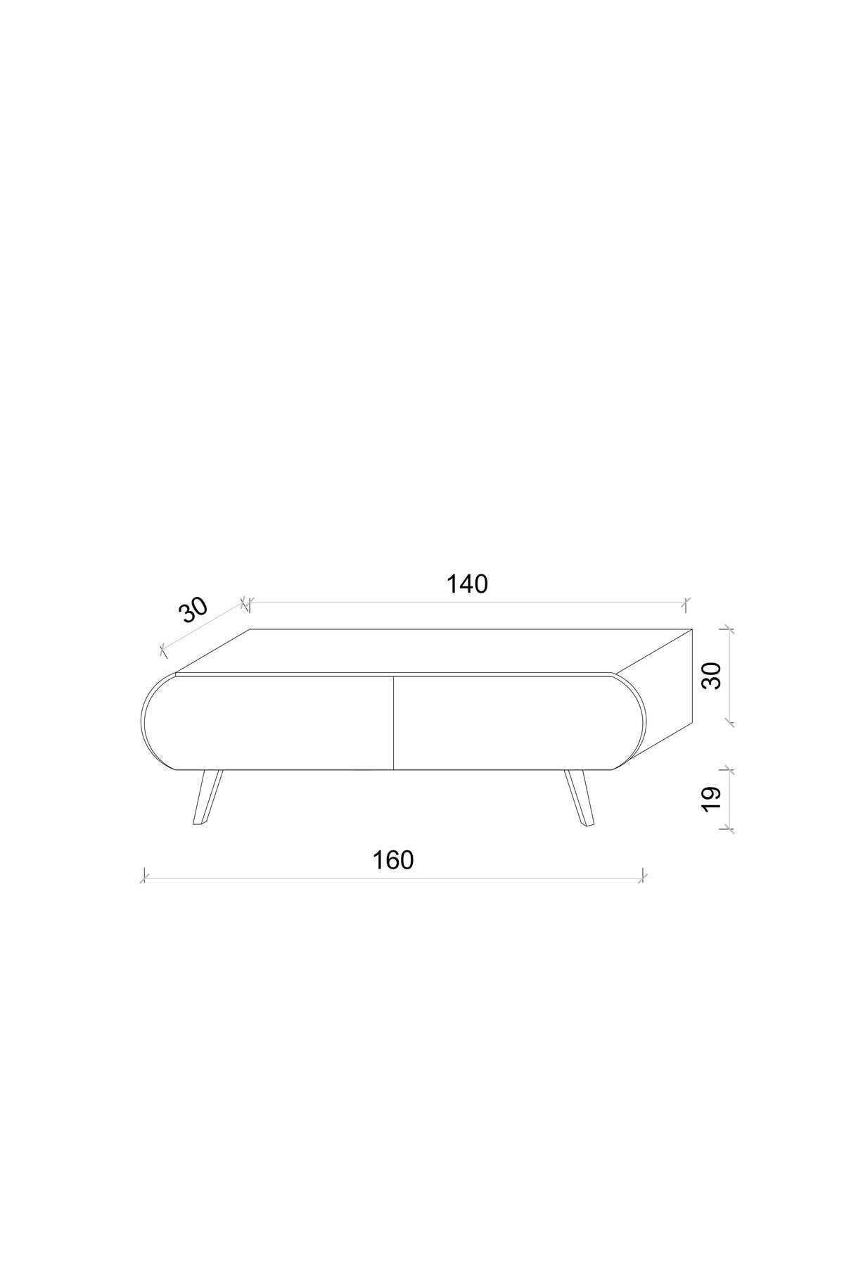 MDF 2 KAPAKLI AHŞAP AYAKLI 160 Cm  TV ÜNİTESİ