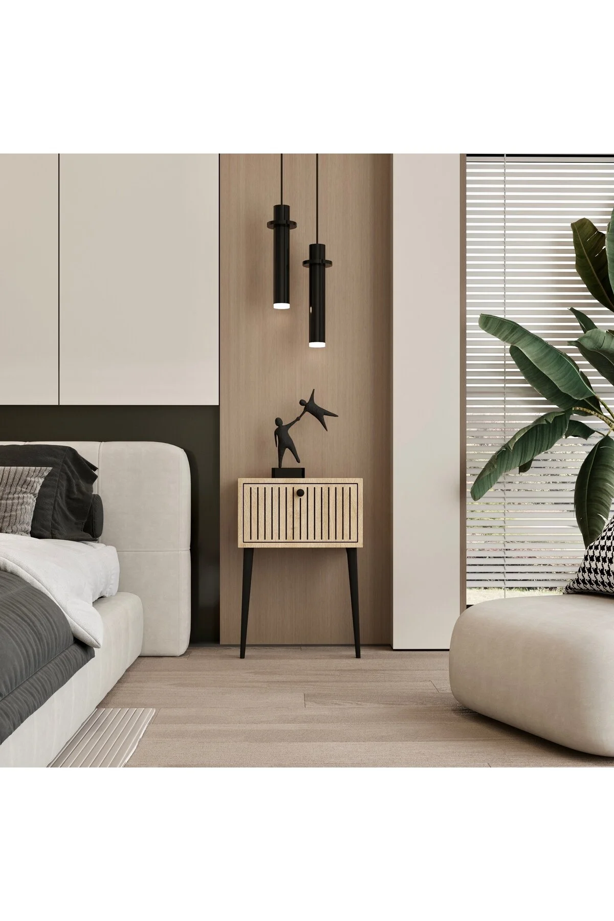 CANOPUS MDF AHŞAP AYAKLI TEK KAPAKLI KOMODİN - SAFİR MEŞE