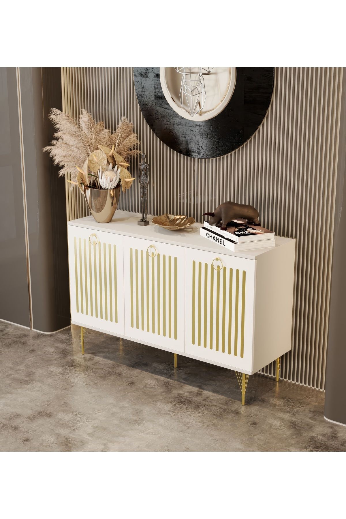 Andromeda GOLD SERİSİ 120 cm 3kapaklı MDF Konsol 120 x 80 x 40 cm