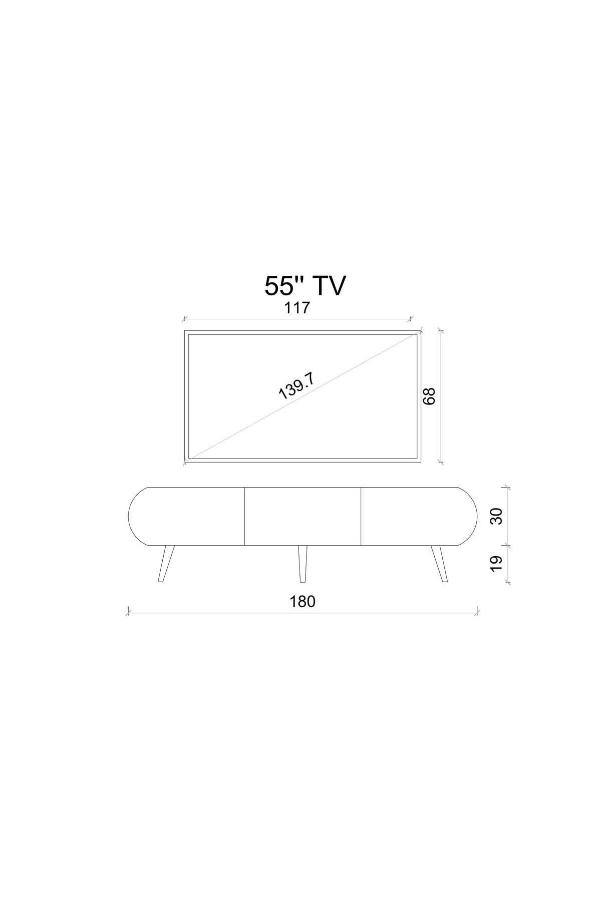 Regulus Beyaz Mdf 3 Kapaklı Ahşap Ayaklı 180 Cm Modern Tv Ünitesi