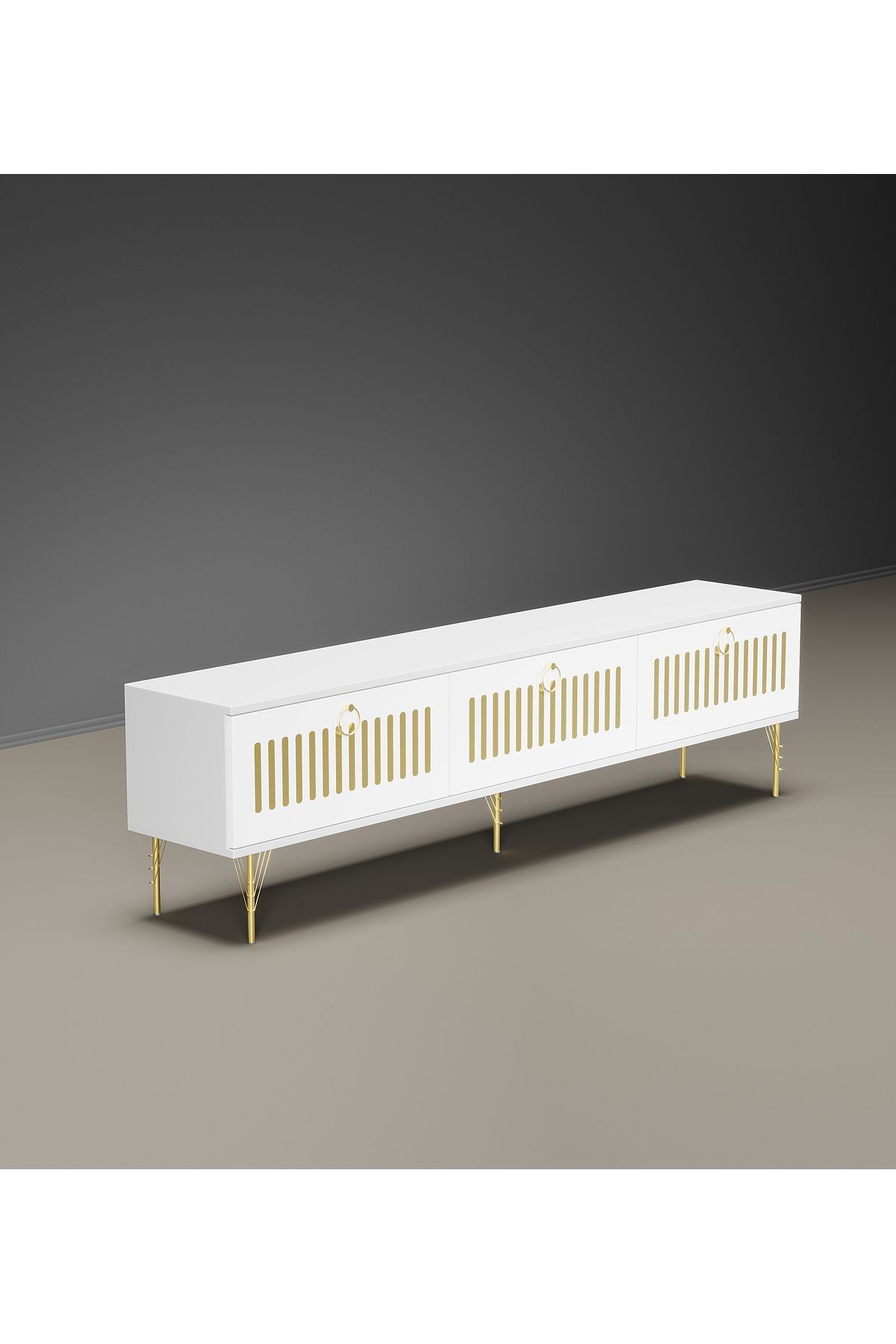 Andromeda GOLD SERİSİ 200 cm 3 kapaklı MDF TV ÜNİTESİ 200 x 50 x 32 cm