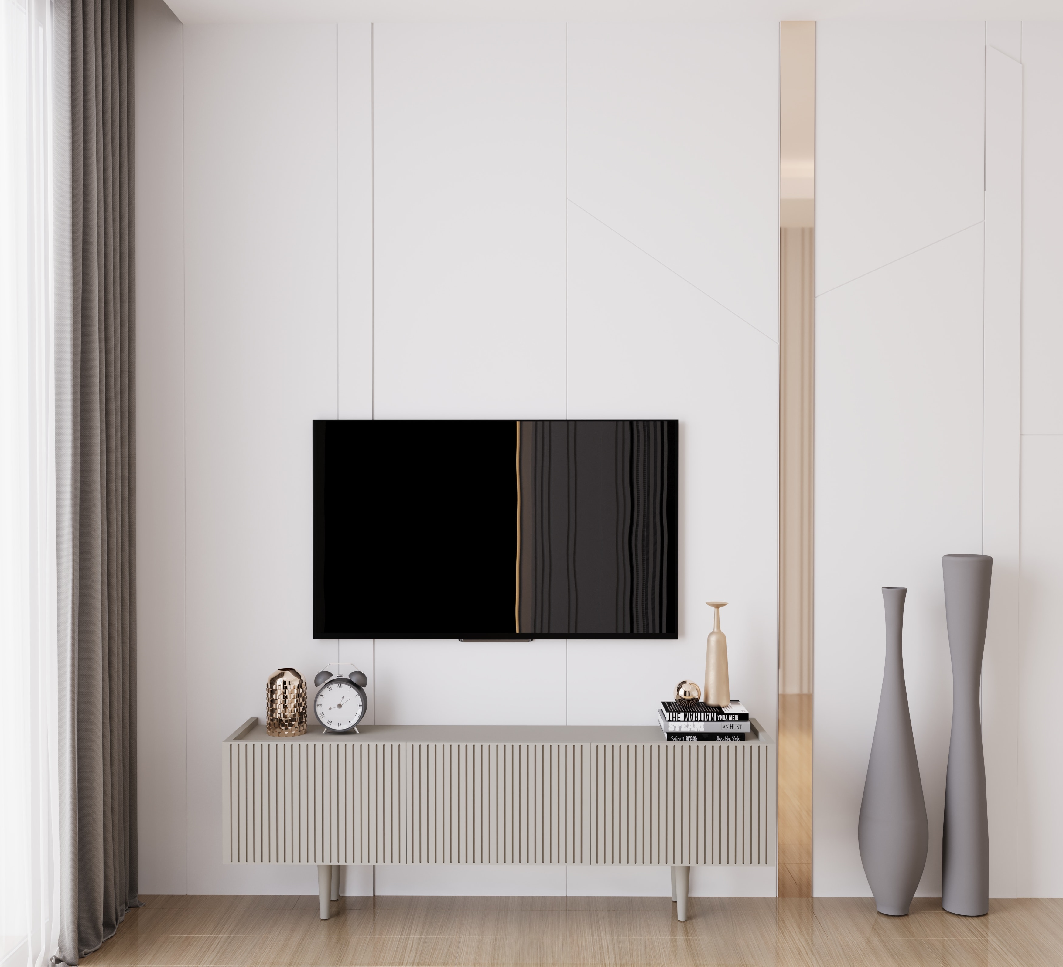 Capella 140 Cm Tv Ünitesi Mdf 3 Kapaklı Ahşap Ayaklı  - KUM TAŞI