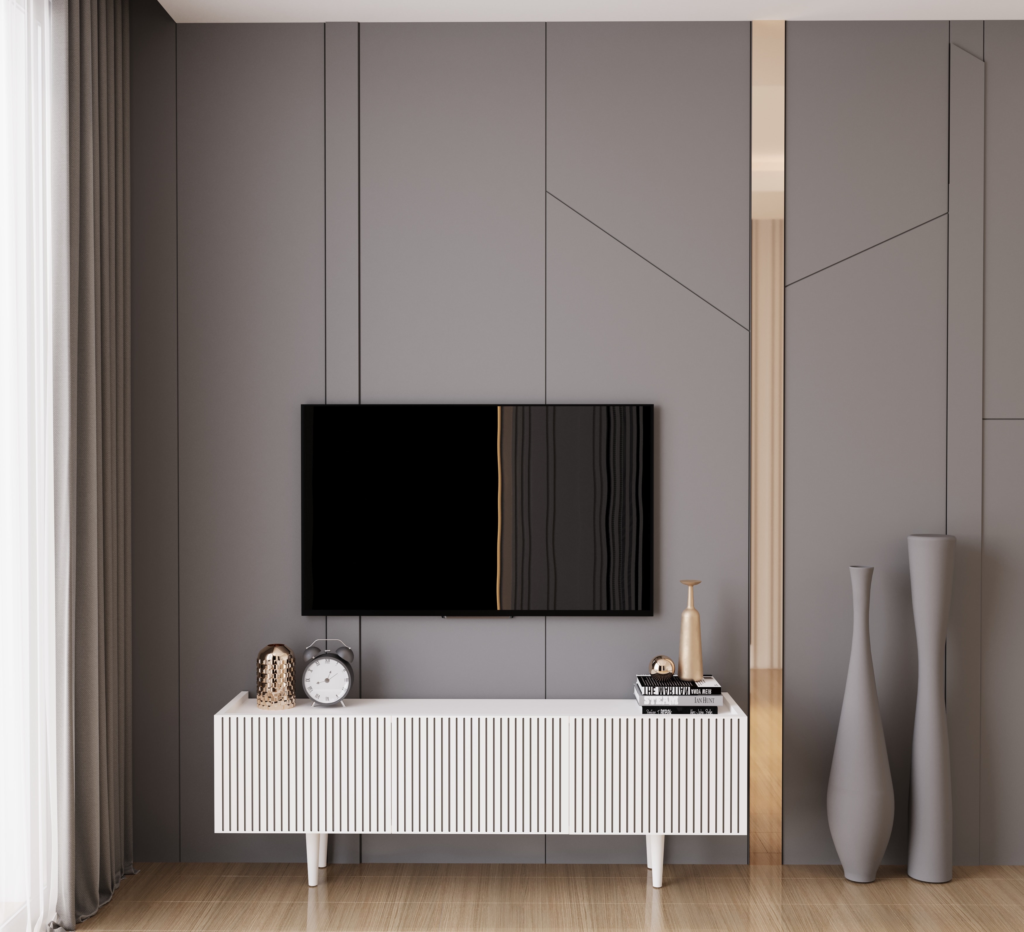 Capella 140 Cm Tv Ünitesi Mdf 3 Kapaklı Ahşap Ayaklı 