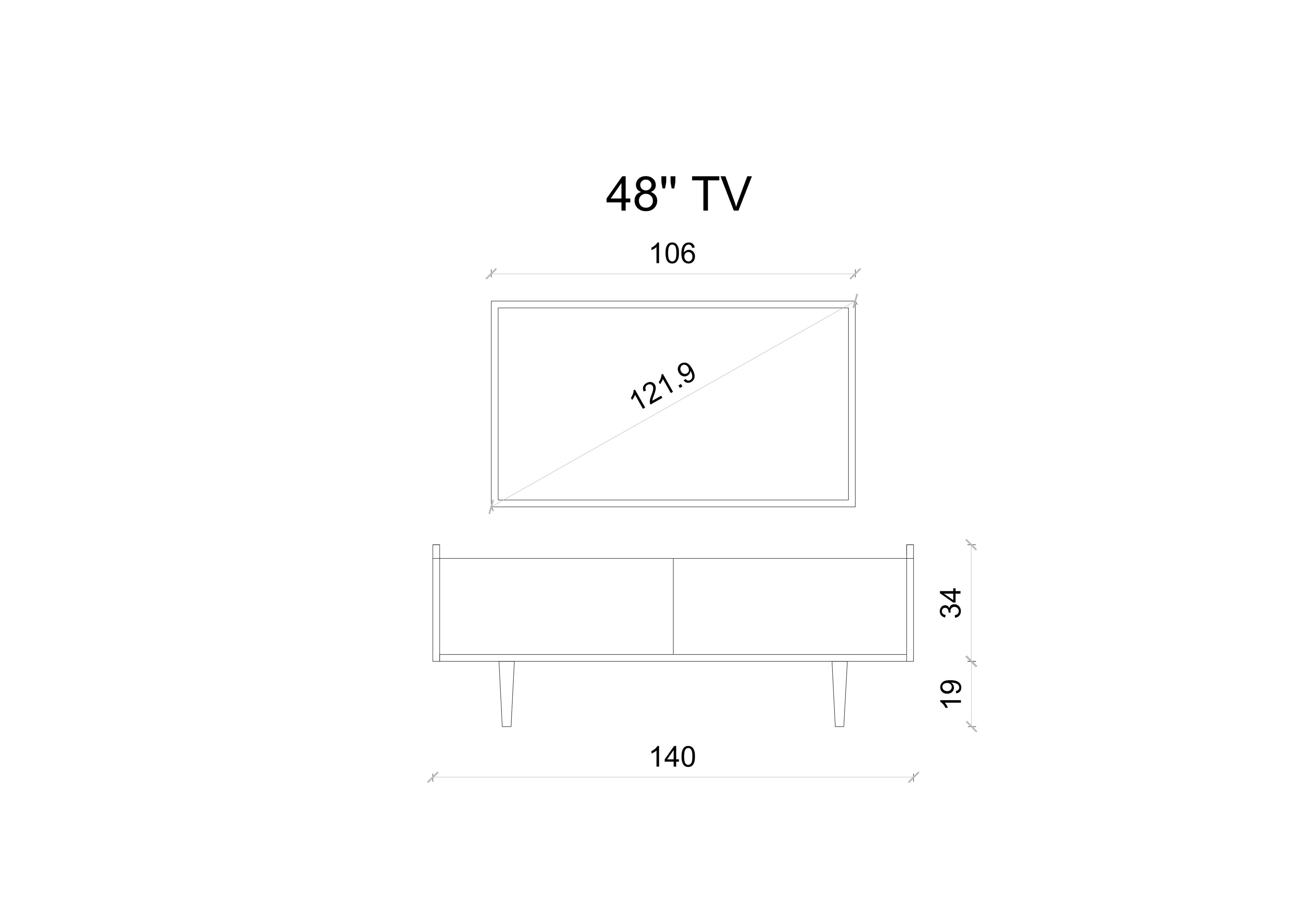 RİGE MDF 2 KAPAKLI (DÜŞME KAPAK) AHŞAP AYAKLI 140 CM COUNTRY TV ÜNİTESİ