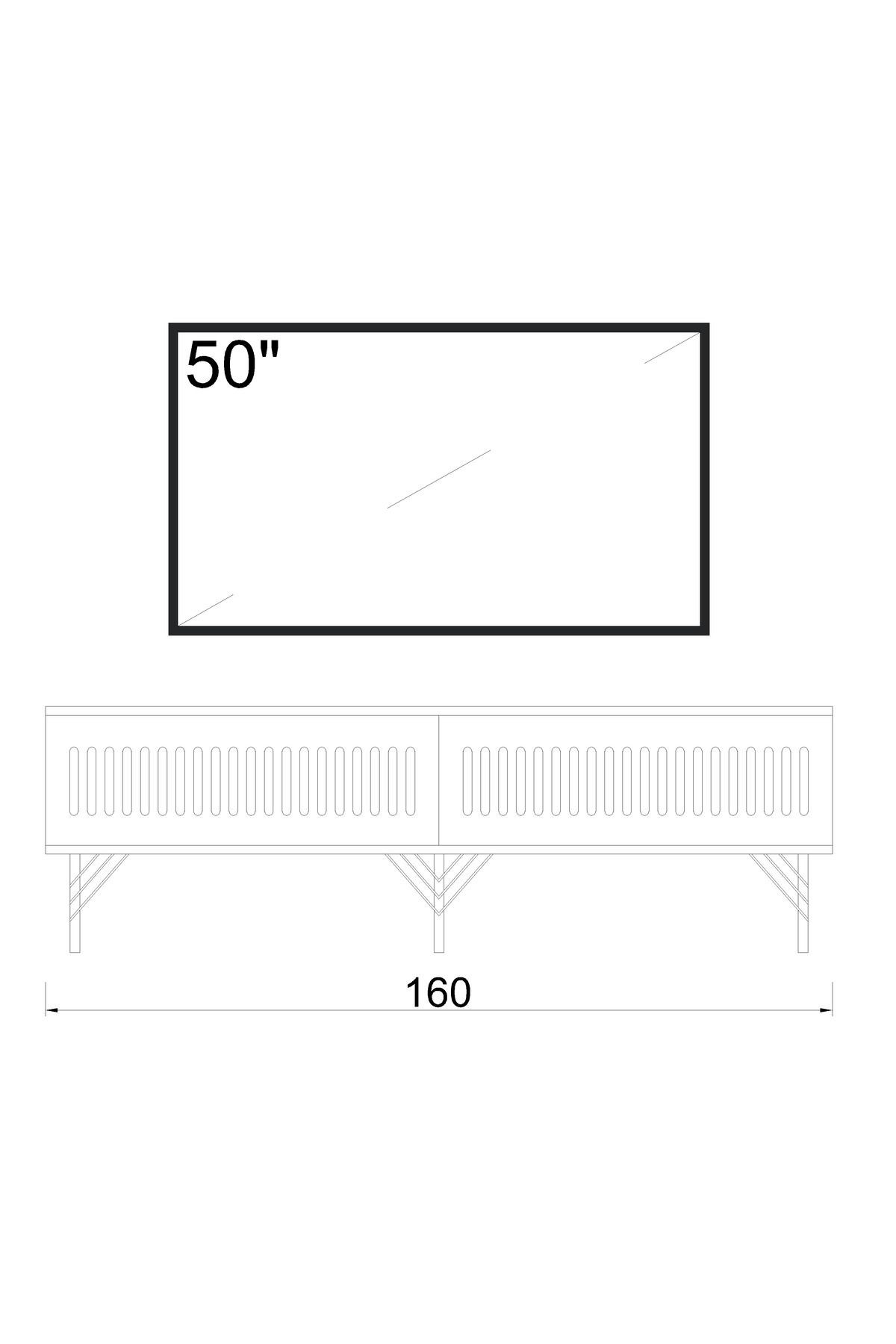 Andromeda SİLVER SERİSİ 160 cm 2 kapaklı MDF TV ÜNİTESİ 160 x 50 x 32 cm