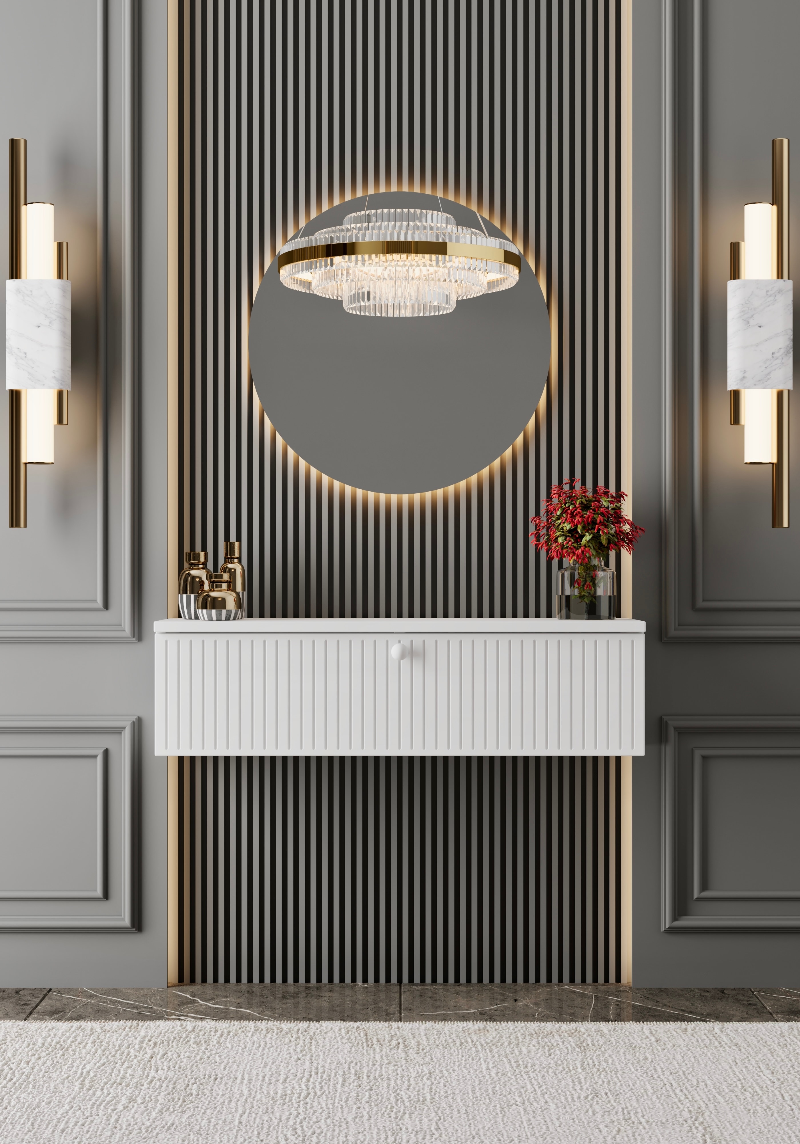 MİMOSA MDF DUVARA MONTE KAPAKLI DRESUAR (70 cm) - BEYAZ