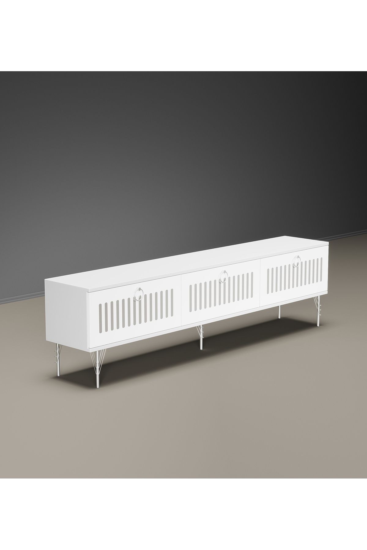 Andromeda SİLVER SERİSİ 200 cm 3 kapaklı MDF TV ÜNİTESİ 200 x 50 x 32 cm