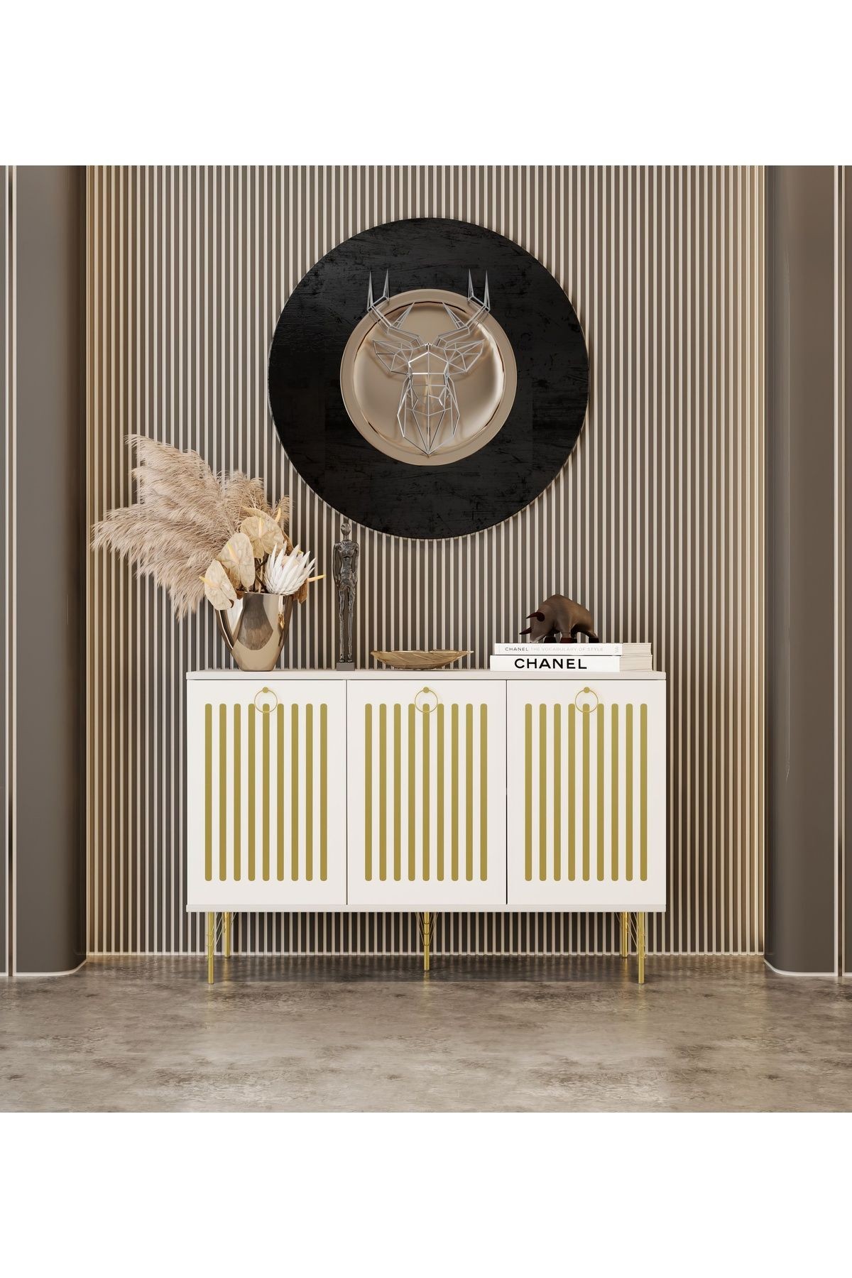 Andromeda GOLD SERİSİ 120 cm 3kapaklı MDF Konsol 120 x 80 x 40 cm