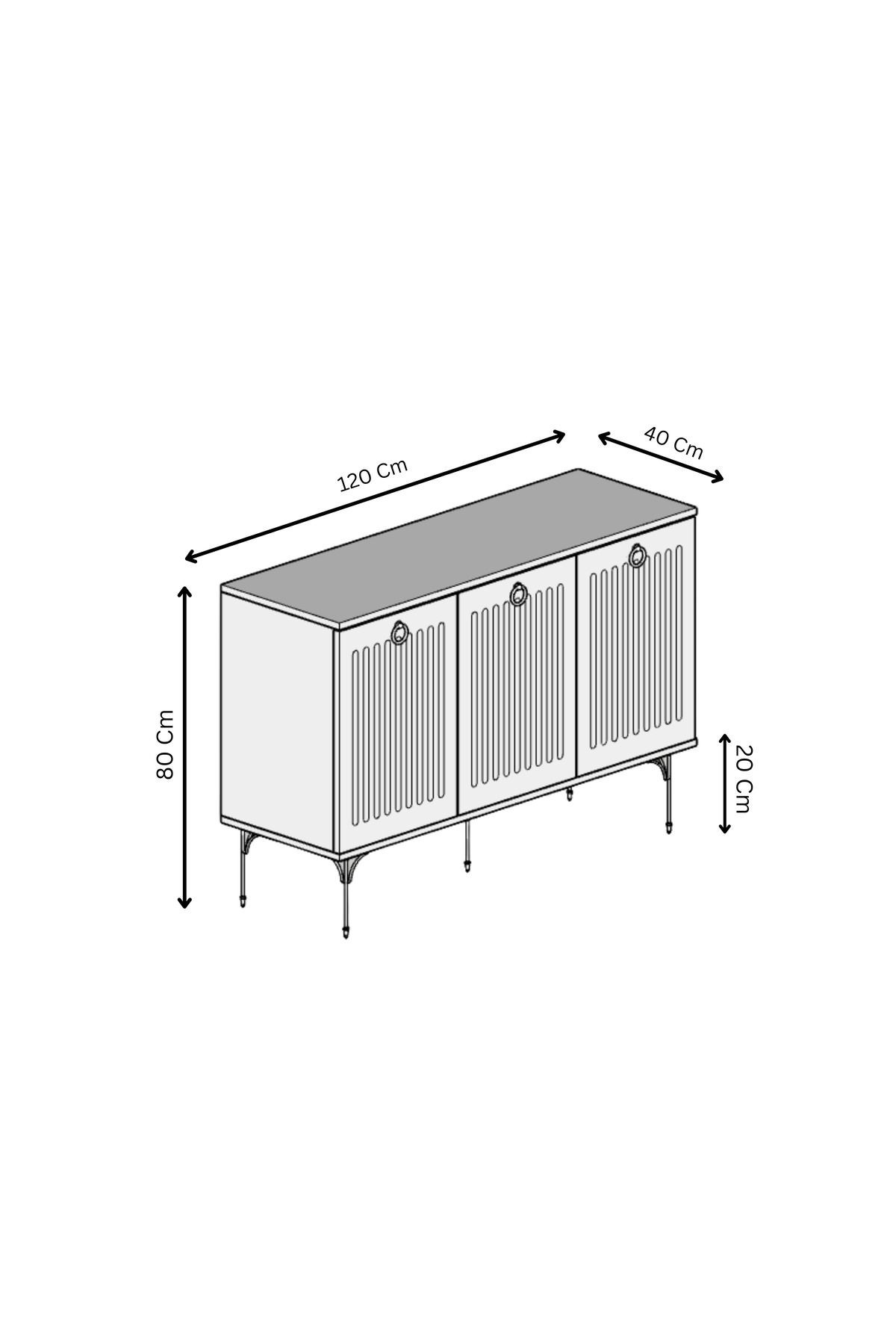 Andromeda SİLVER SERİSİ 120 cm 3 kapaklı MDF Konsol 120 x 80 x 40 cm