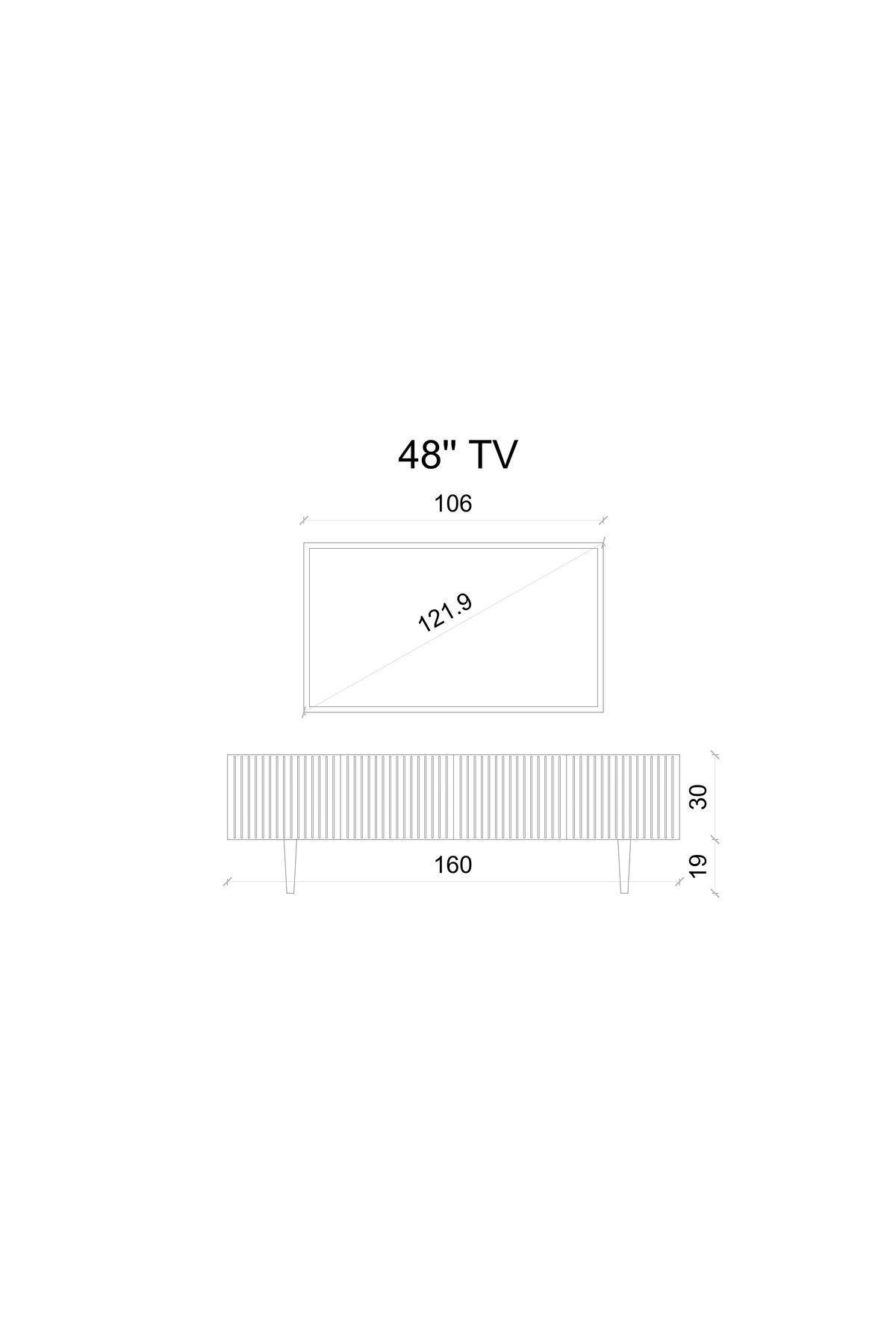 Capella Siyah Country Mdf 4 Kapaklı Ahşap Ayaklı 160 Cm Tv Ünitesi