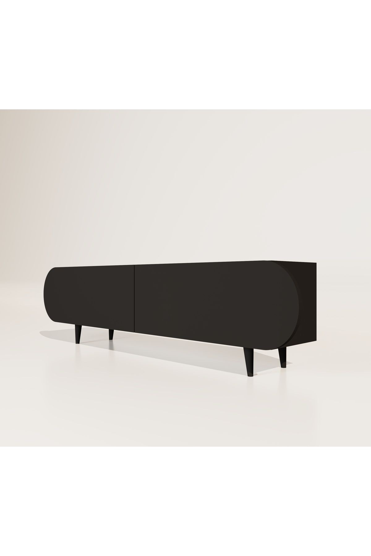 Regulus Siyah Mdf 2 Kapaklı Ahşap Ayaklı 140 Cm Modern Tv Ünitesi