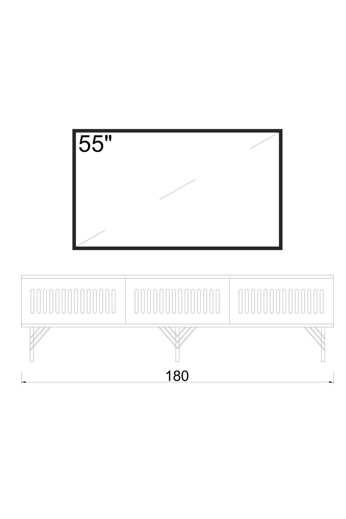 Andromeda SİLVER SERİSİ 180 cm 3 kapaklı MDF TV ÜNİTESİ 180 x 50 x 32 cm
