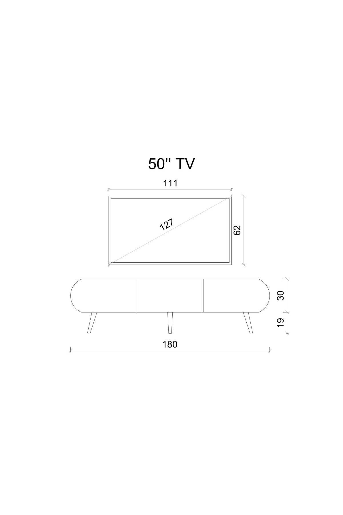 Regulus Beyaz Mdf 3 Kapaklı Ahşap Ayaklı 180 Cm Modern Tv Ünitesi