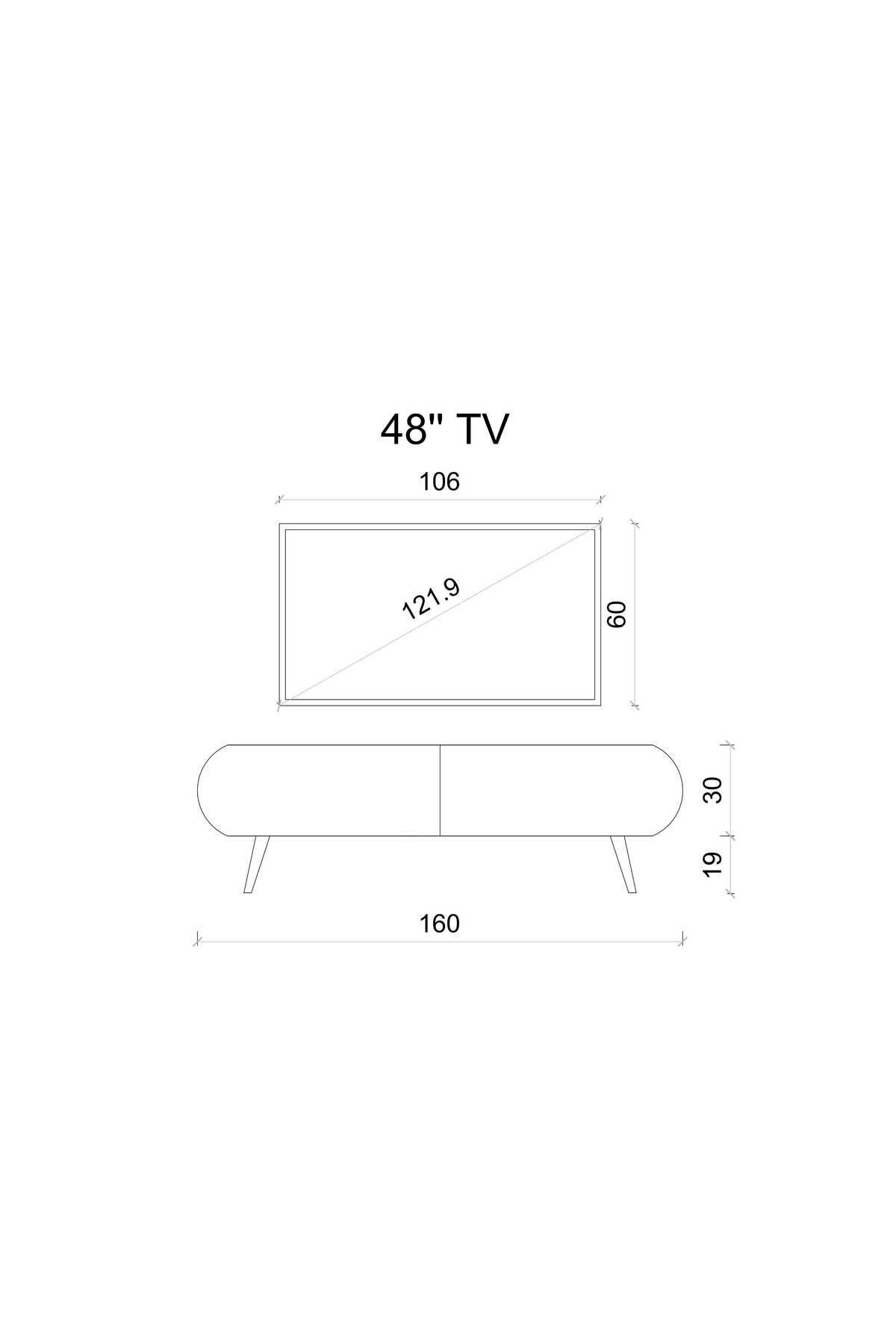 Regulus Beyaz Mdf 2 Kapaklı Ahşap Ayaklı 160 Cm Modern Tv Ünitesi