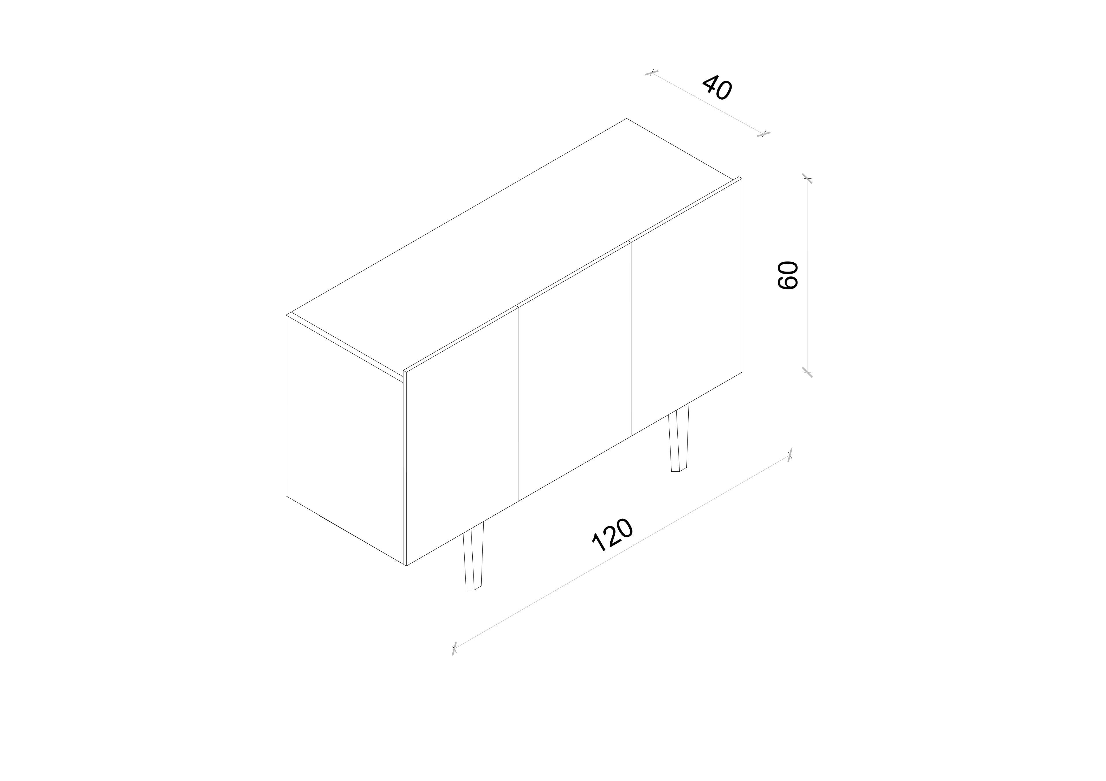 Capella Mdf 3 Kapaklı Raflı 120 cm Konsol
