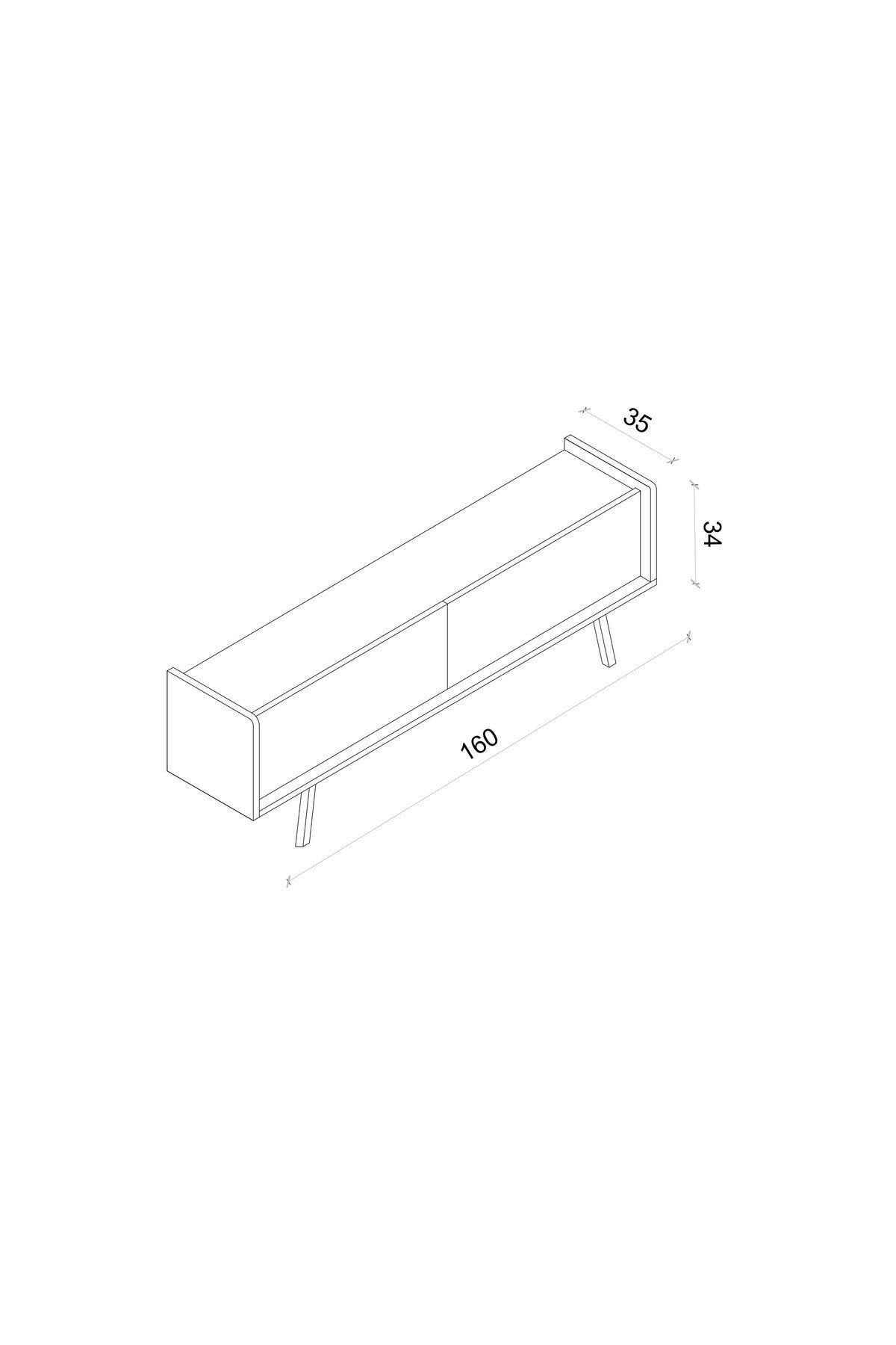 RİGEL GRİ MDF 2 KAPAKLI (DÜŞME KAPAK) AHŞAP AYAKLI 160 CM COUNTRY TV ÜNİTESİ