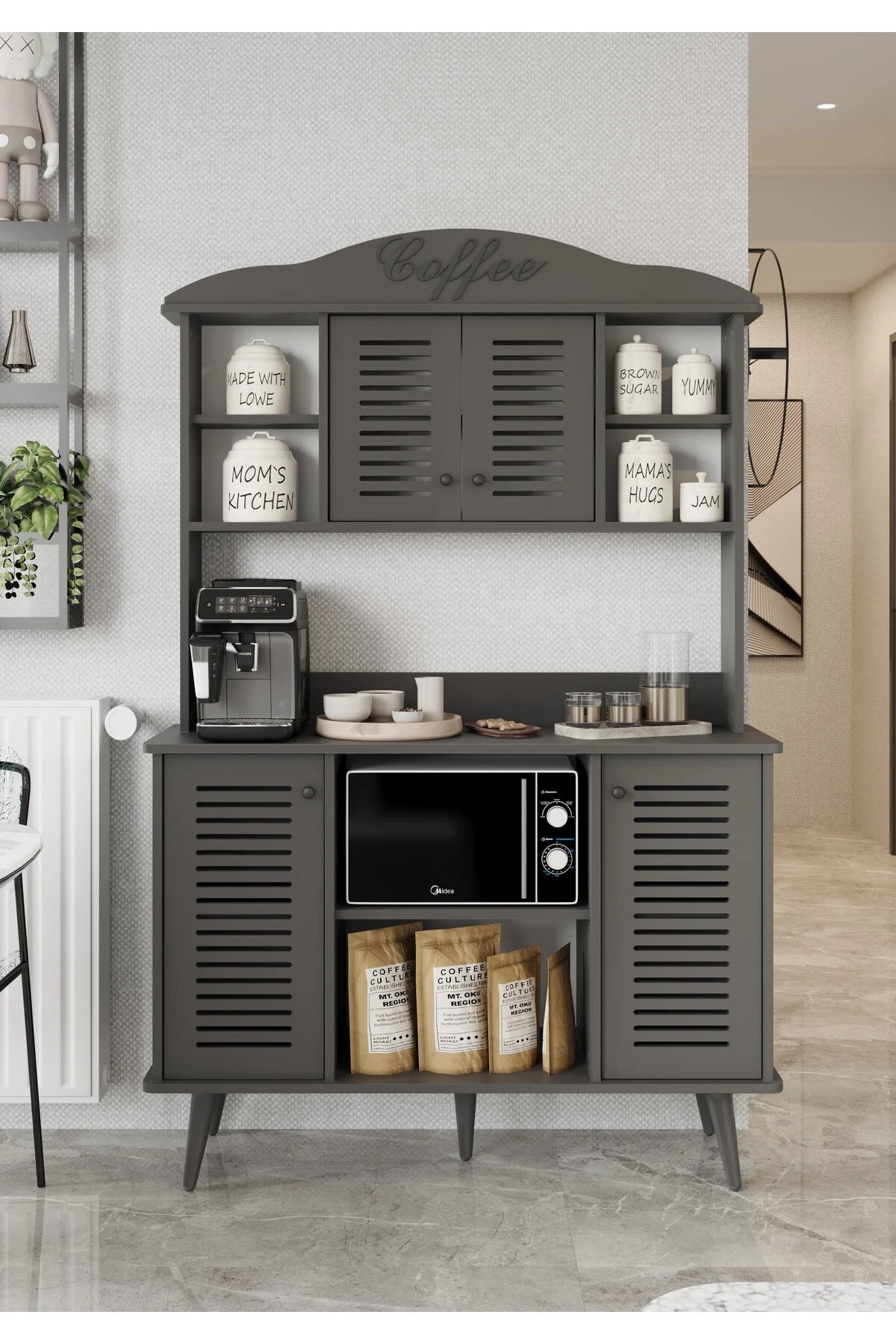 Avior Kahve Köşesi MDF 185 x 120 x 40 CM - GRİ