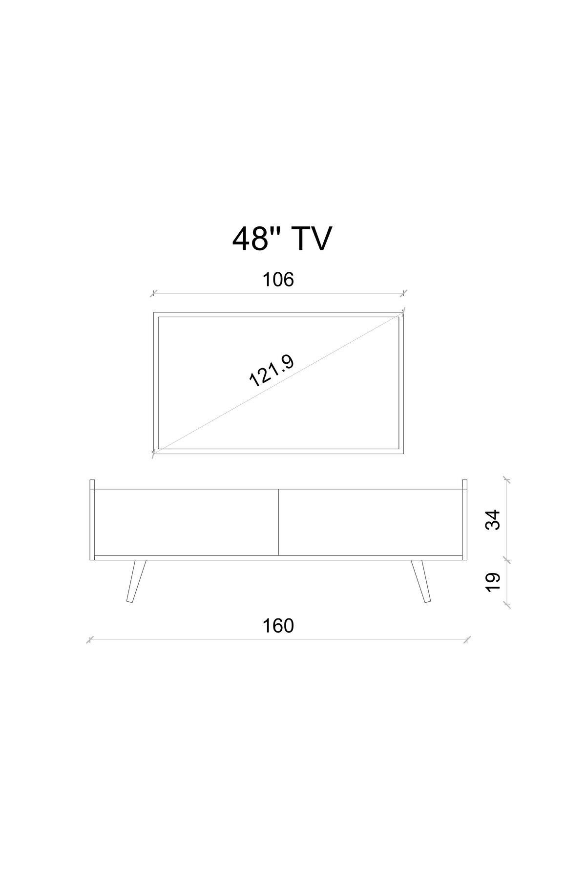 RİGEL GRİ MDF 2 KAPAKLI (DÜŞME KAPAK) AHŞAP AYAKLI 160 CM COUNTRY TV ÜNİTESİ