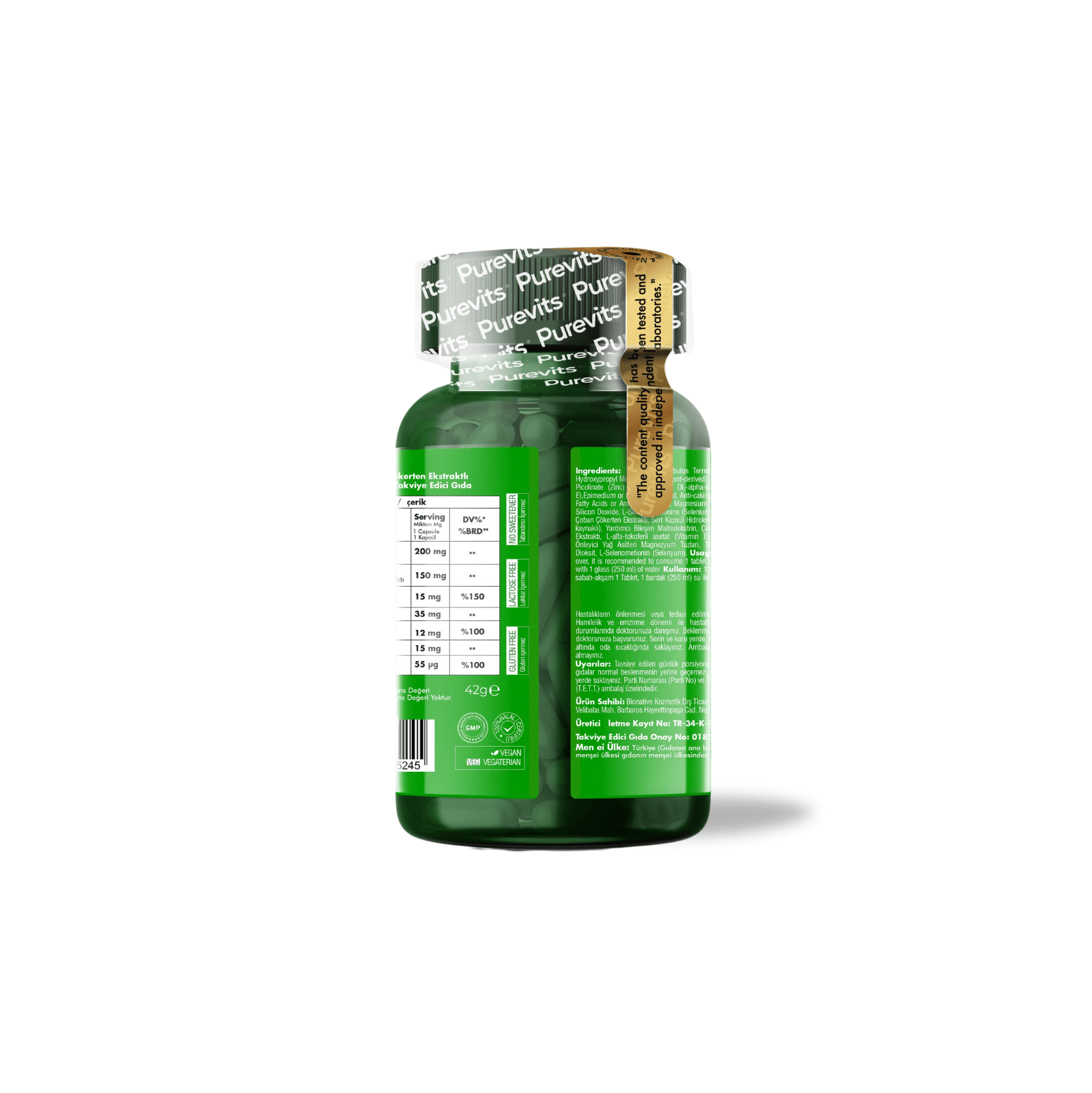 Tribulus Formen Complex Two Factor - L-Arginin - Epimedium - Maca - Selenyum - Vitamin E  - 60 Adet Vegan Kapsül