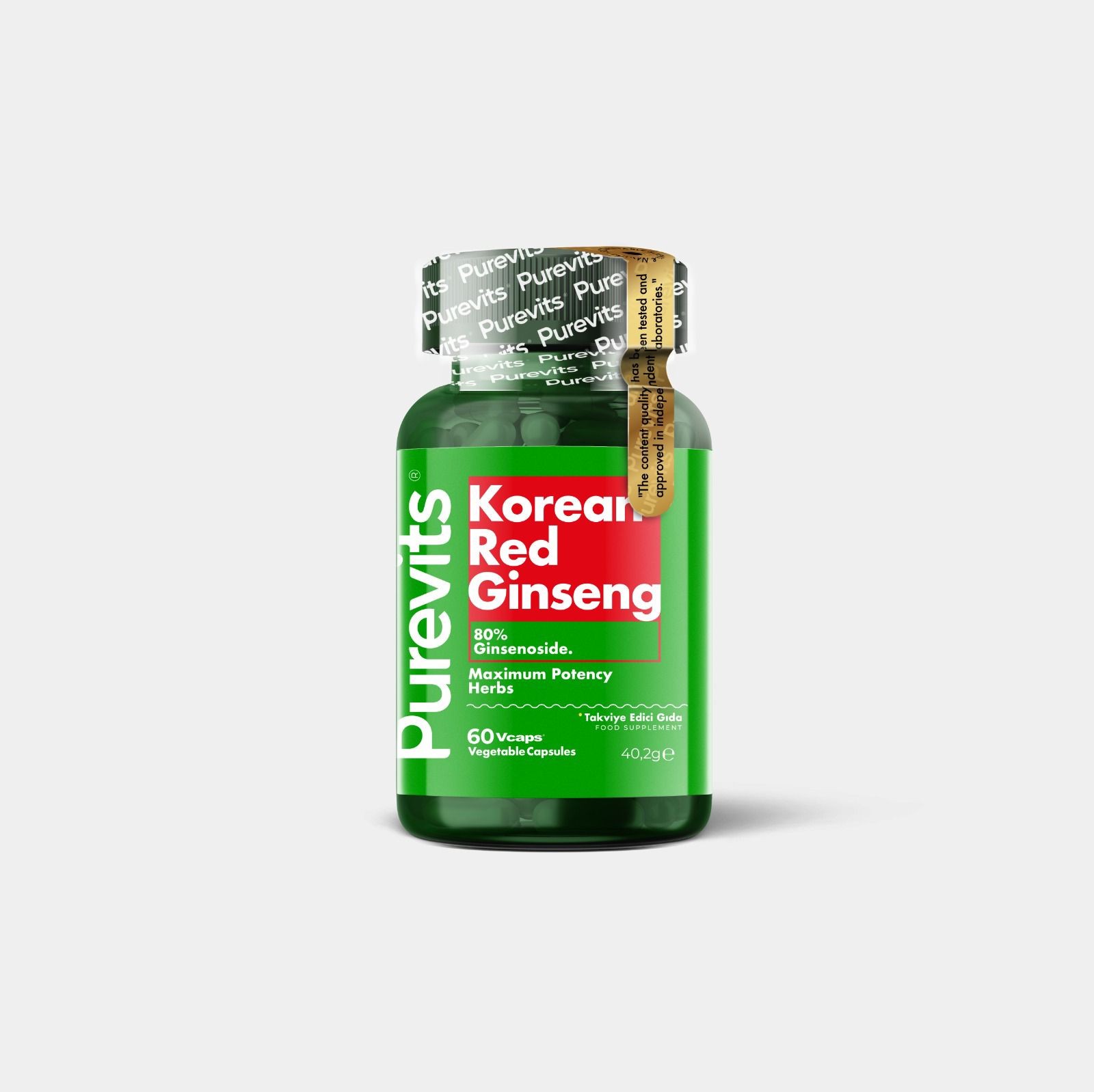Kırmızı Kore Ginseng- Korean Red Ginseng 500 mg – 30 Vegan Kapsül