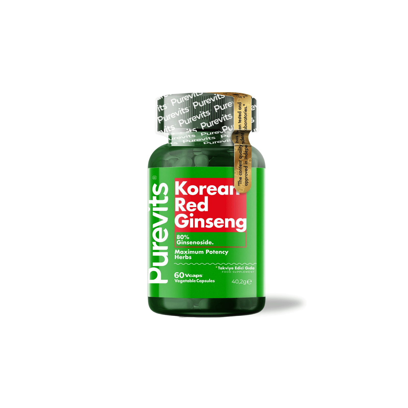 Kırmızı Kore Ginseng- Korean Red Ginseng 500 mg – 30 Vegan Kapsül