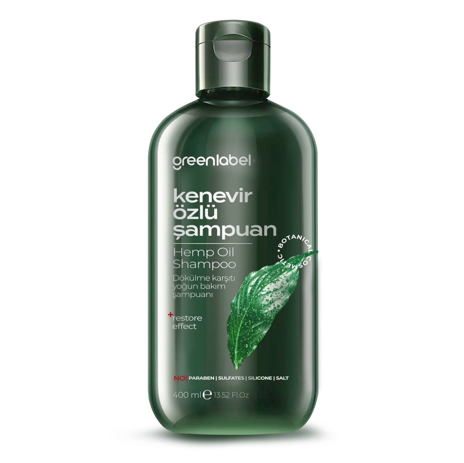GREENLABEL Kenevir Özlü Tuzsuz Parabensiz Sülfatsız Kepek Karşıtı Bakım Ve Onarım Şampuanı 400 ml