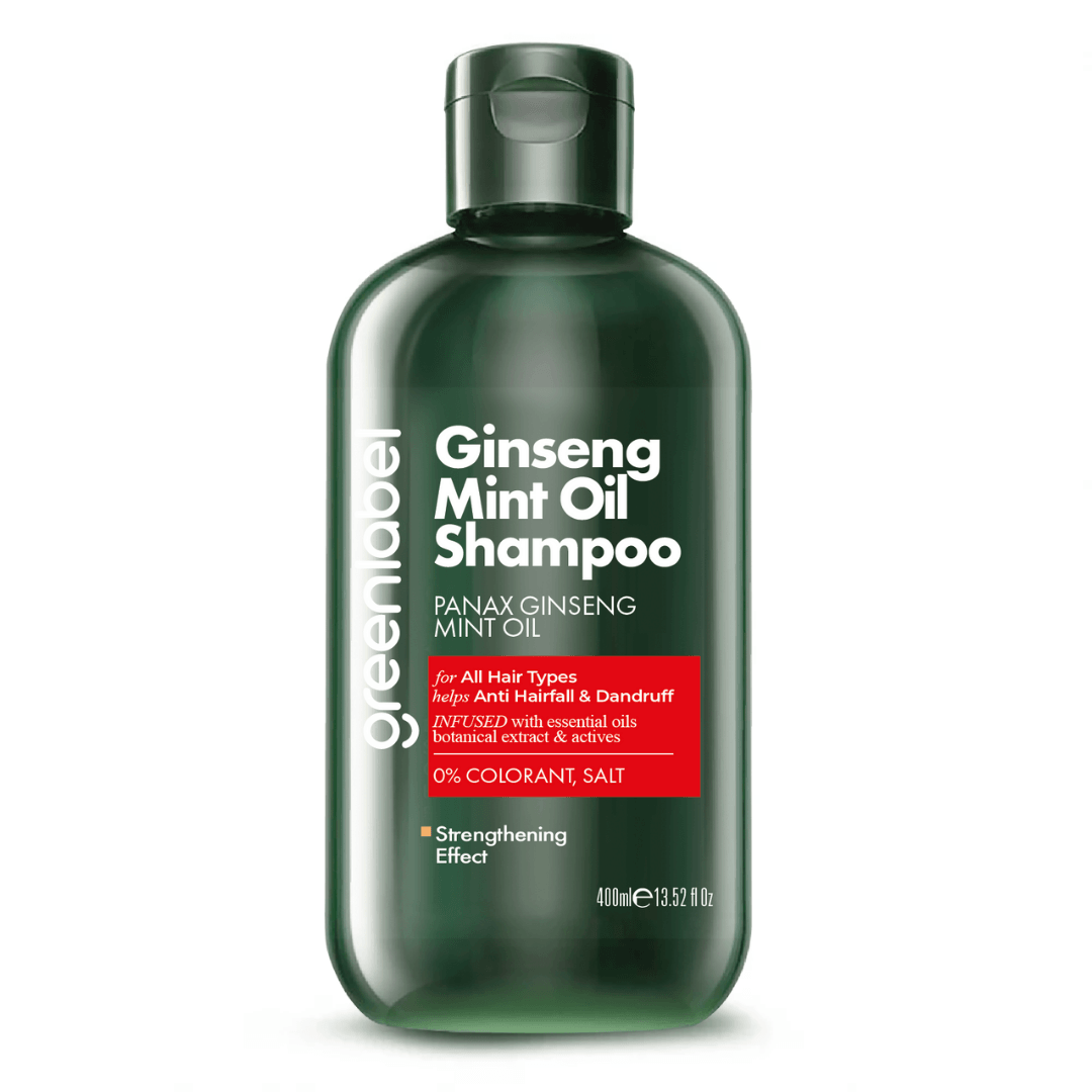 GREENLABEL Ginseng Ve Nane Özlü Parabensiz Tuzsuz Kepek Karşıtı Bakım Ve Onarım Şampuanı 400 ML