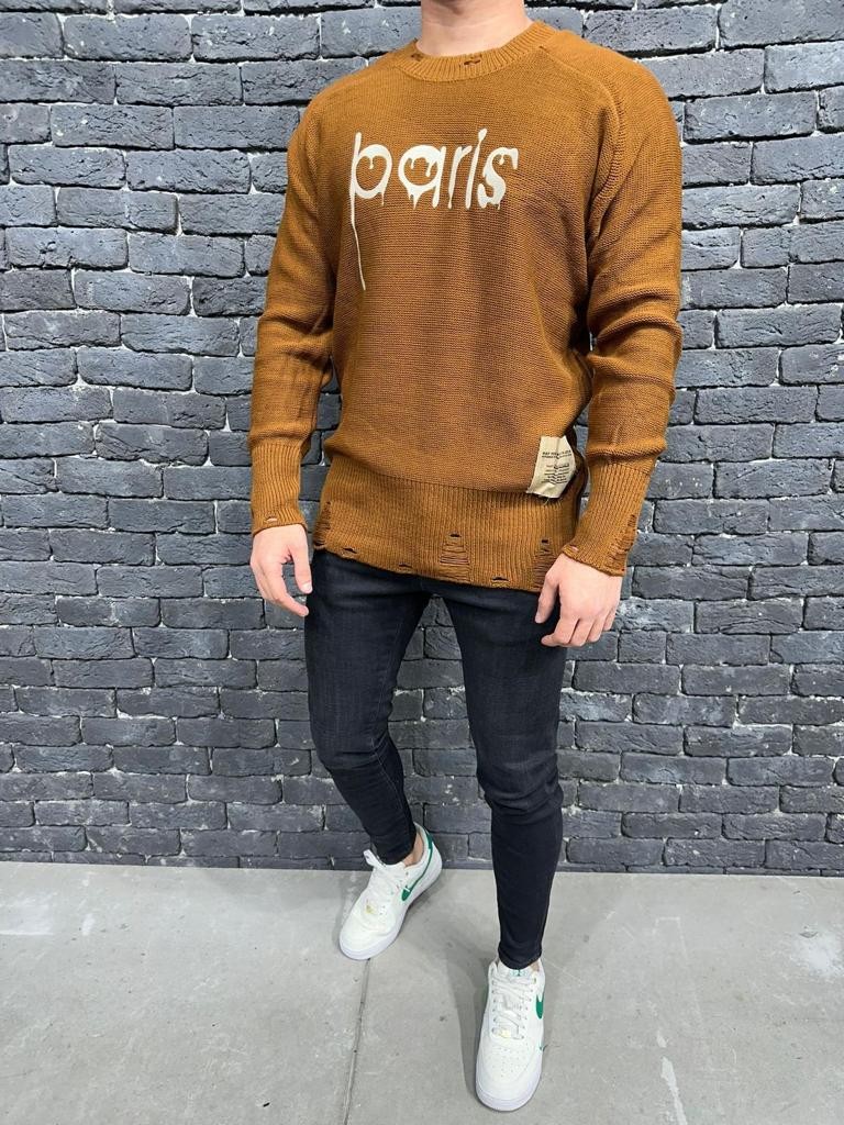 Brown Perforated Sweater