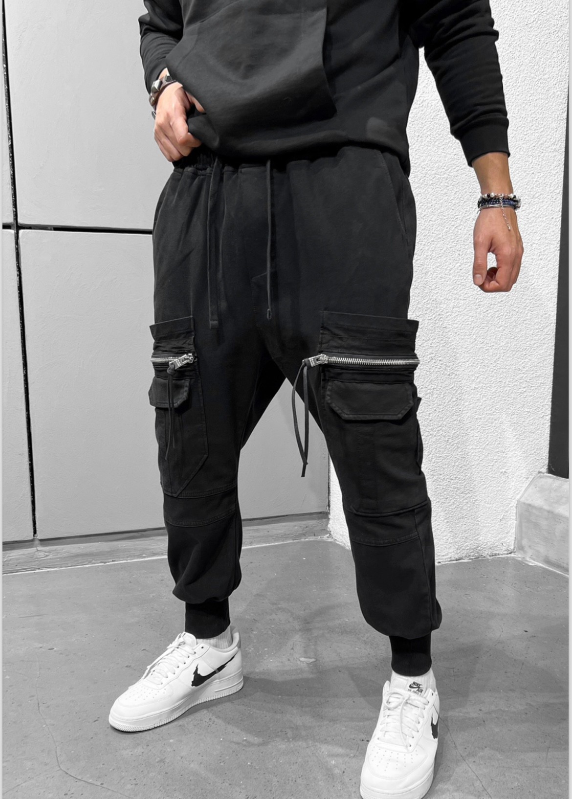 Black Zipper Joggers