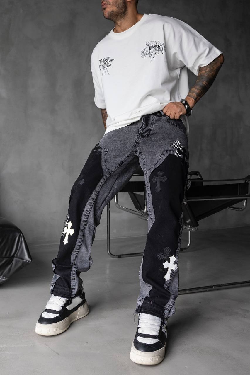 Detalied Haç Denim Jean