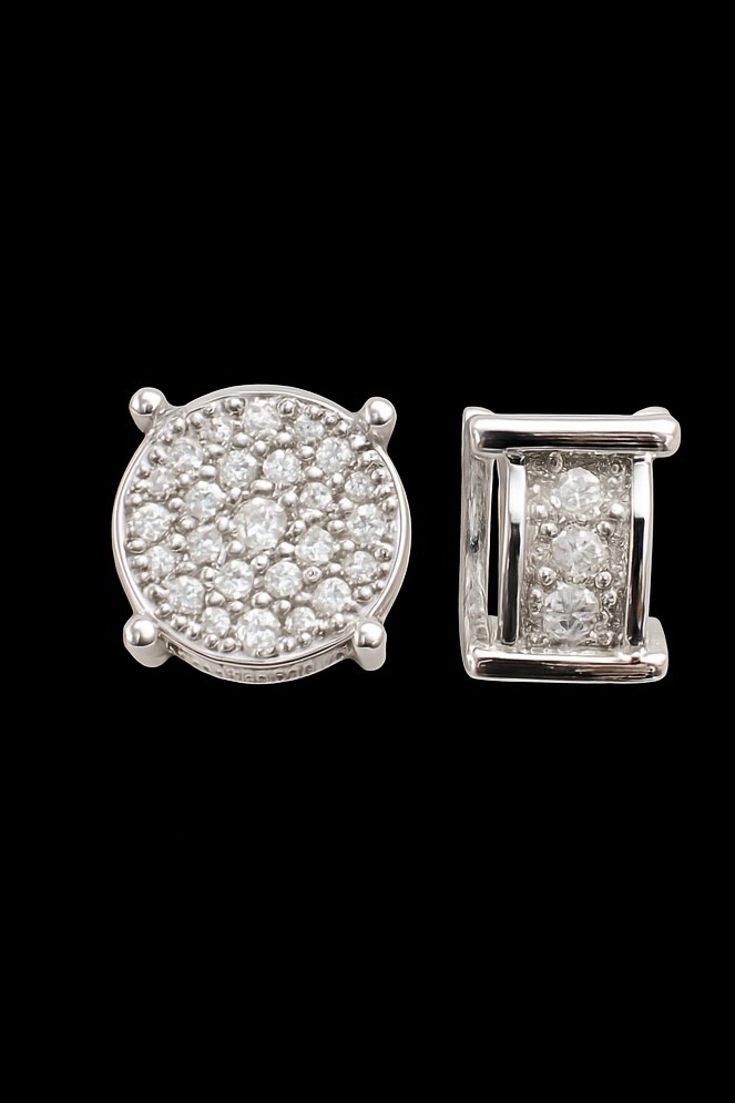 Circle Cut Paved Diamond Earring