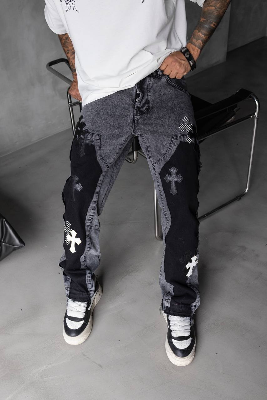 Detalied Haç Denim Jean