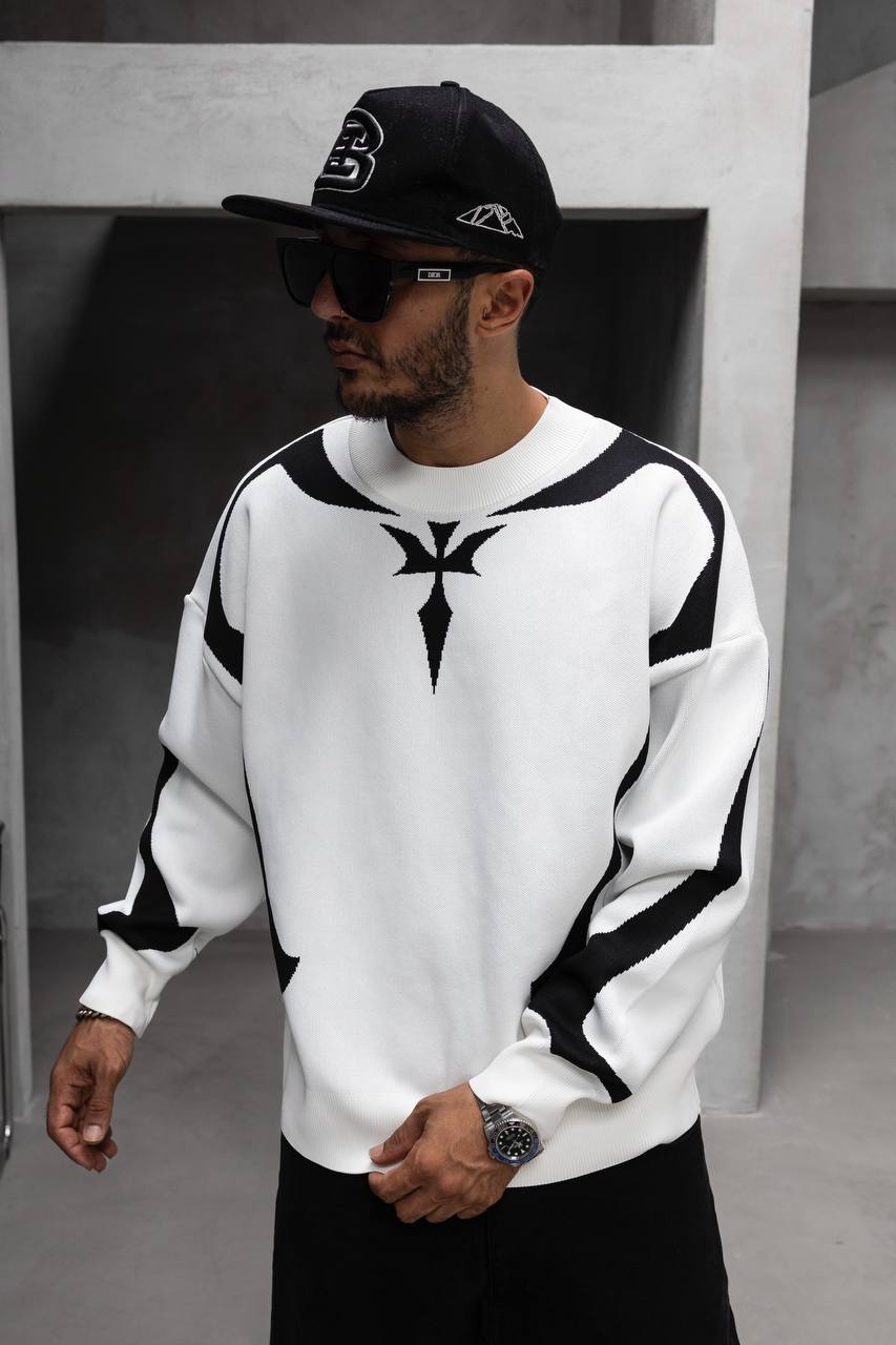 White Black Design Sweatshirt
