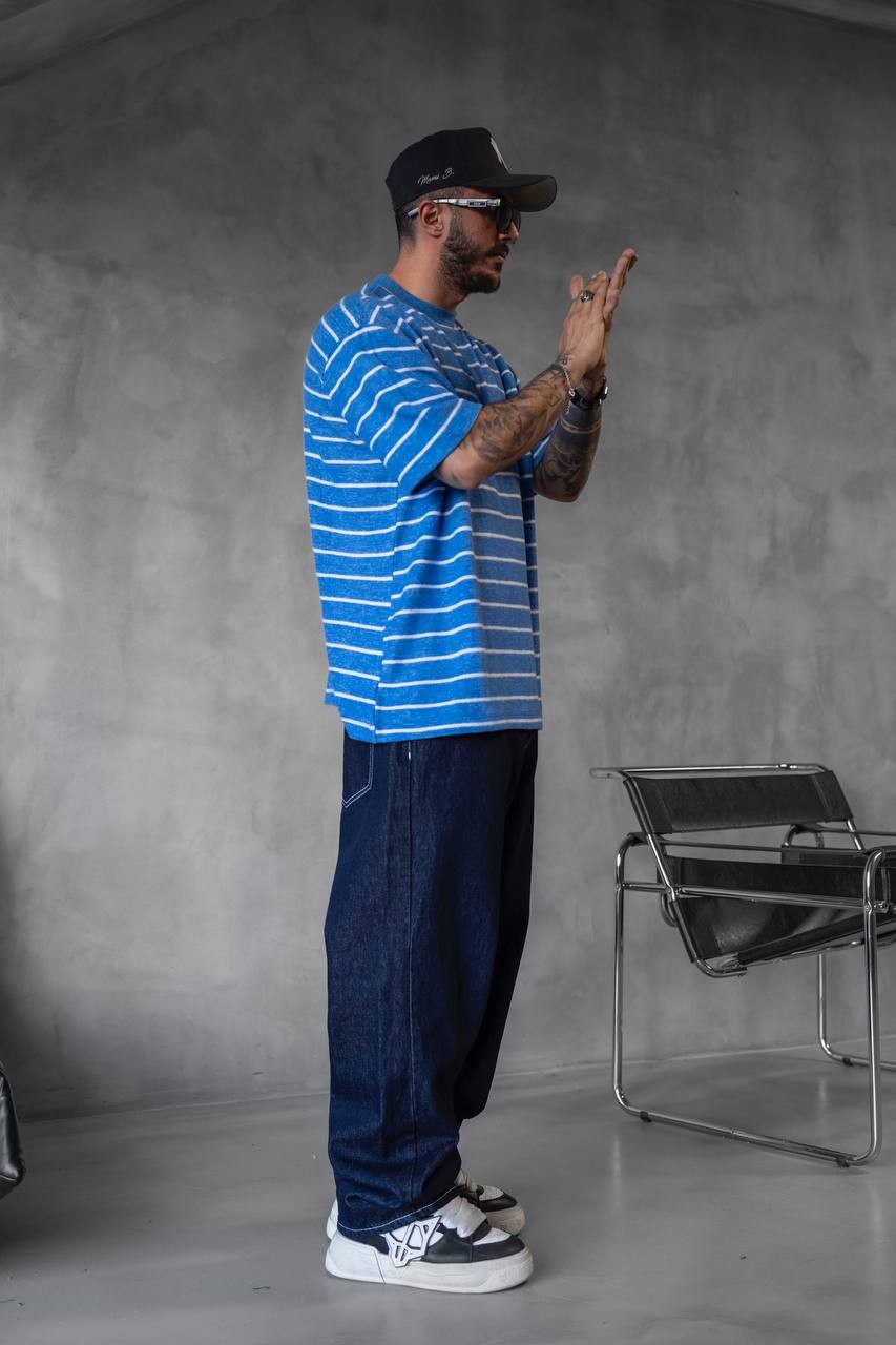 Striped Blue Detailed T-shirt