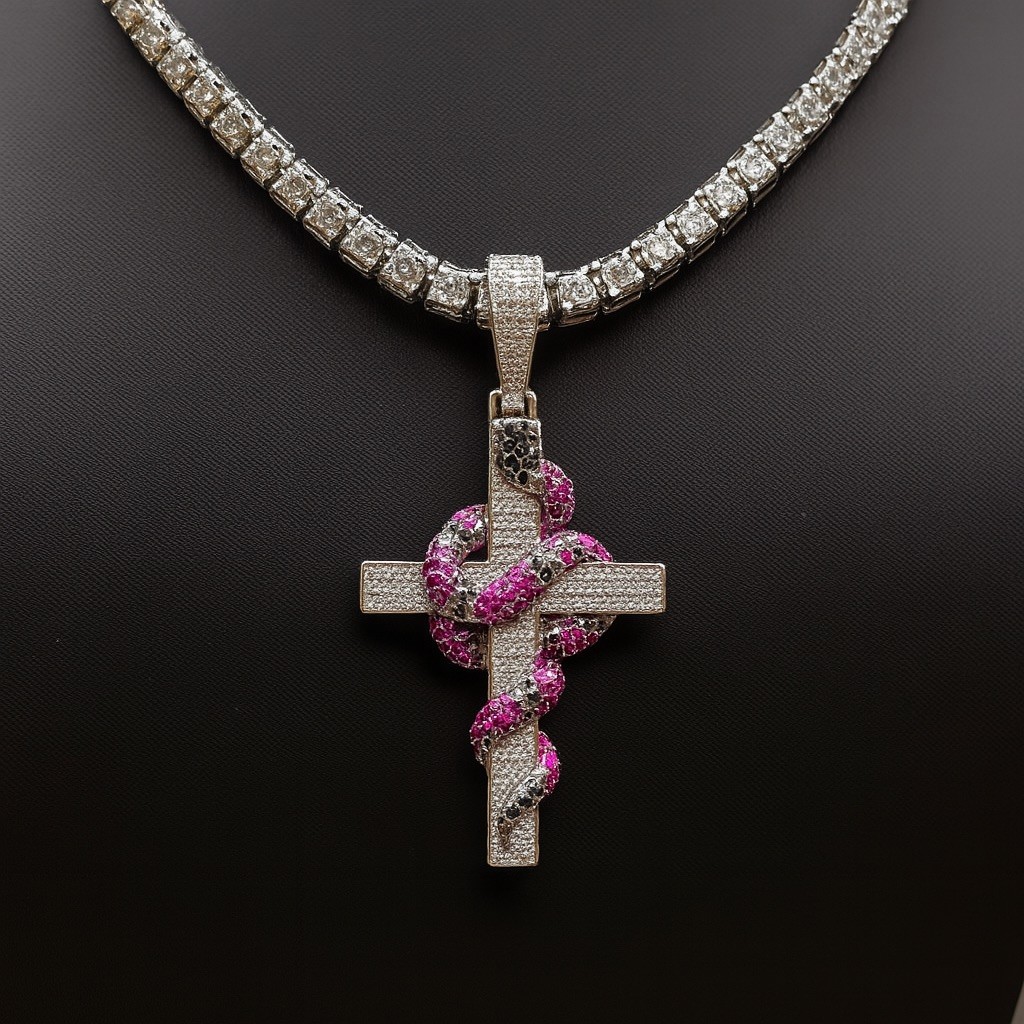 Iced Out Snake Cross