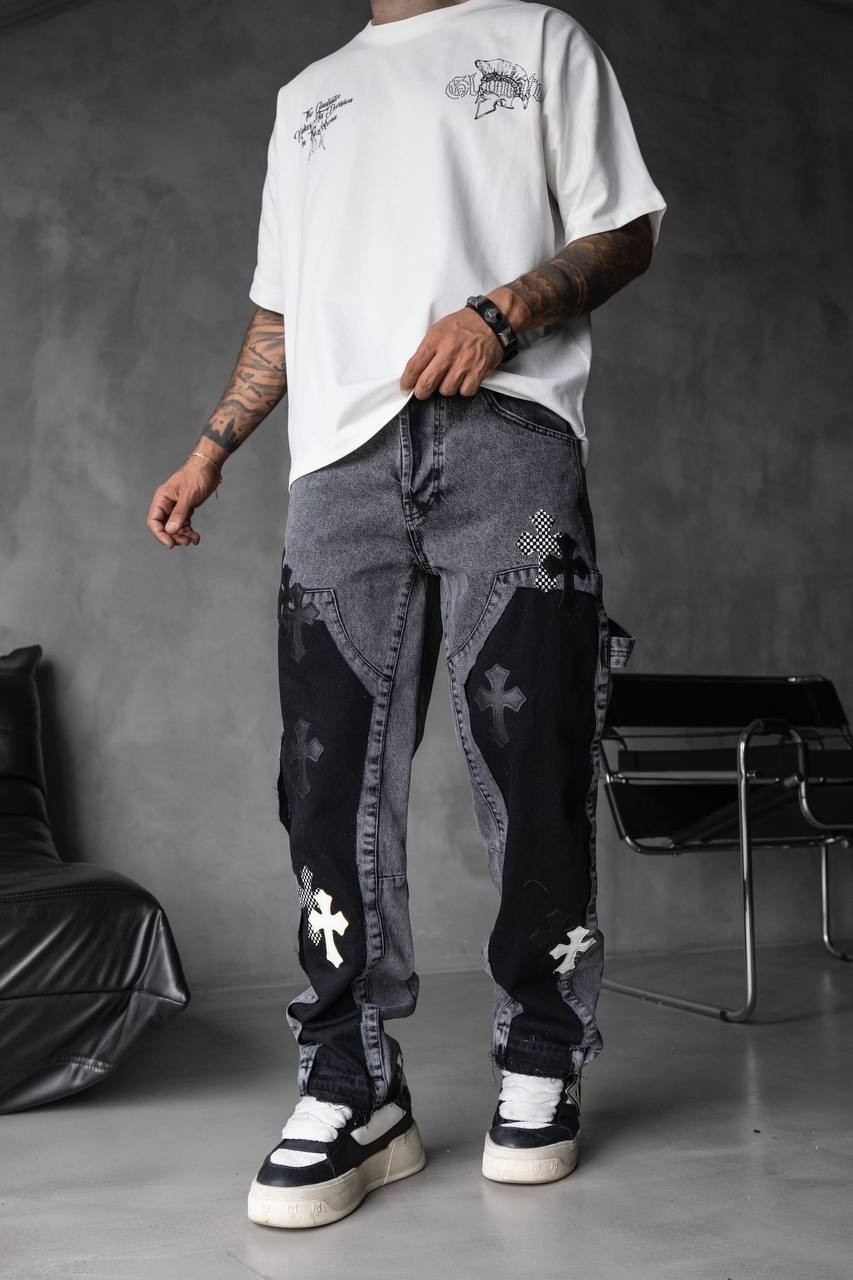 Detalied Haç Denim Jean